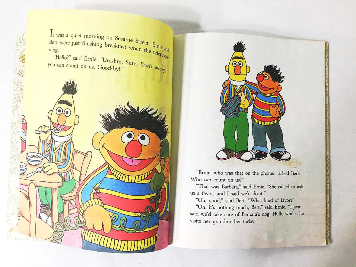 Puppy Love book vintage Sesame Street Little Golden Book Bert and Ernie. Madeline Sunshine. Carol Nicklaus. LGB. 109-63