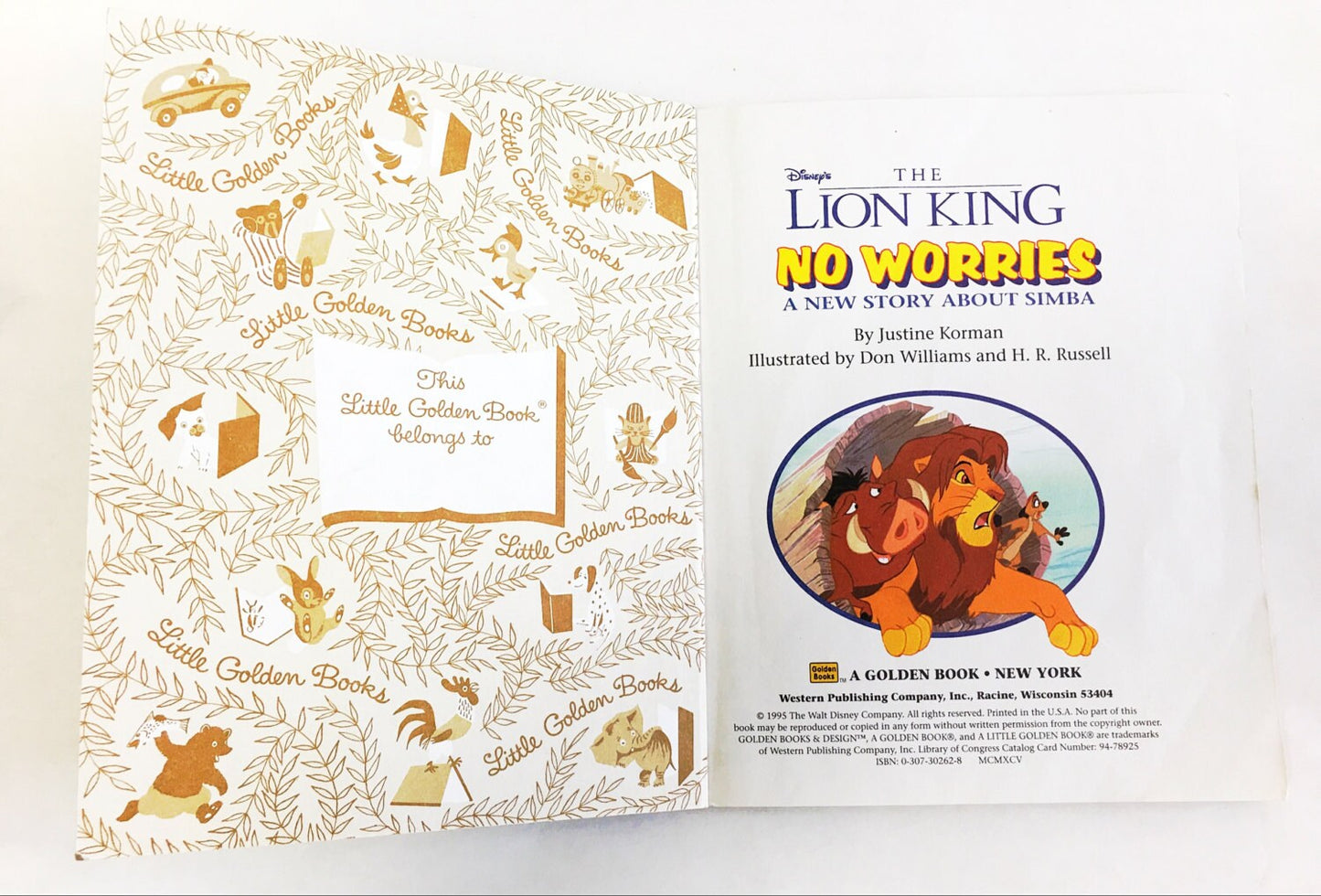 Disney's The Lion King. No Worries. A Story About Simba. Little Golden Book circa 1995. 107-97. Walt Disney. Vintage children's book.