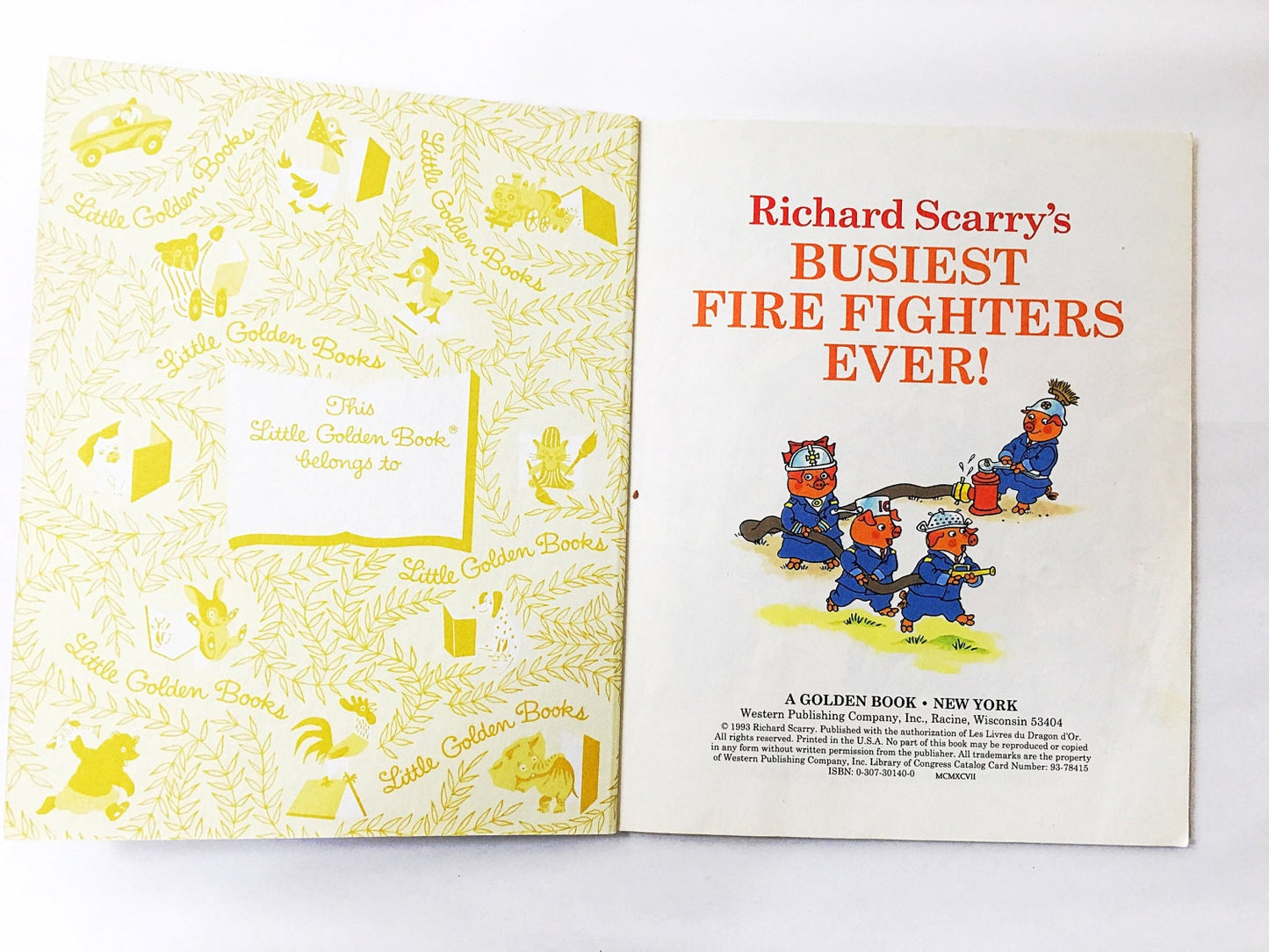 1993 Richard Scarry's Busiest Fire Fighters Ever! Vintage FIRST EDITION Little Golden Book. 93-78415. Vintage Collectible Hardback Book.