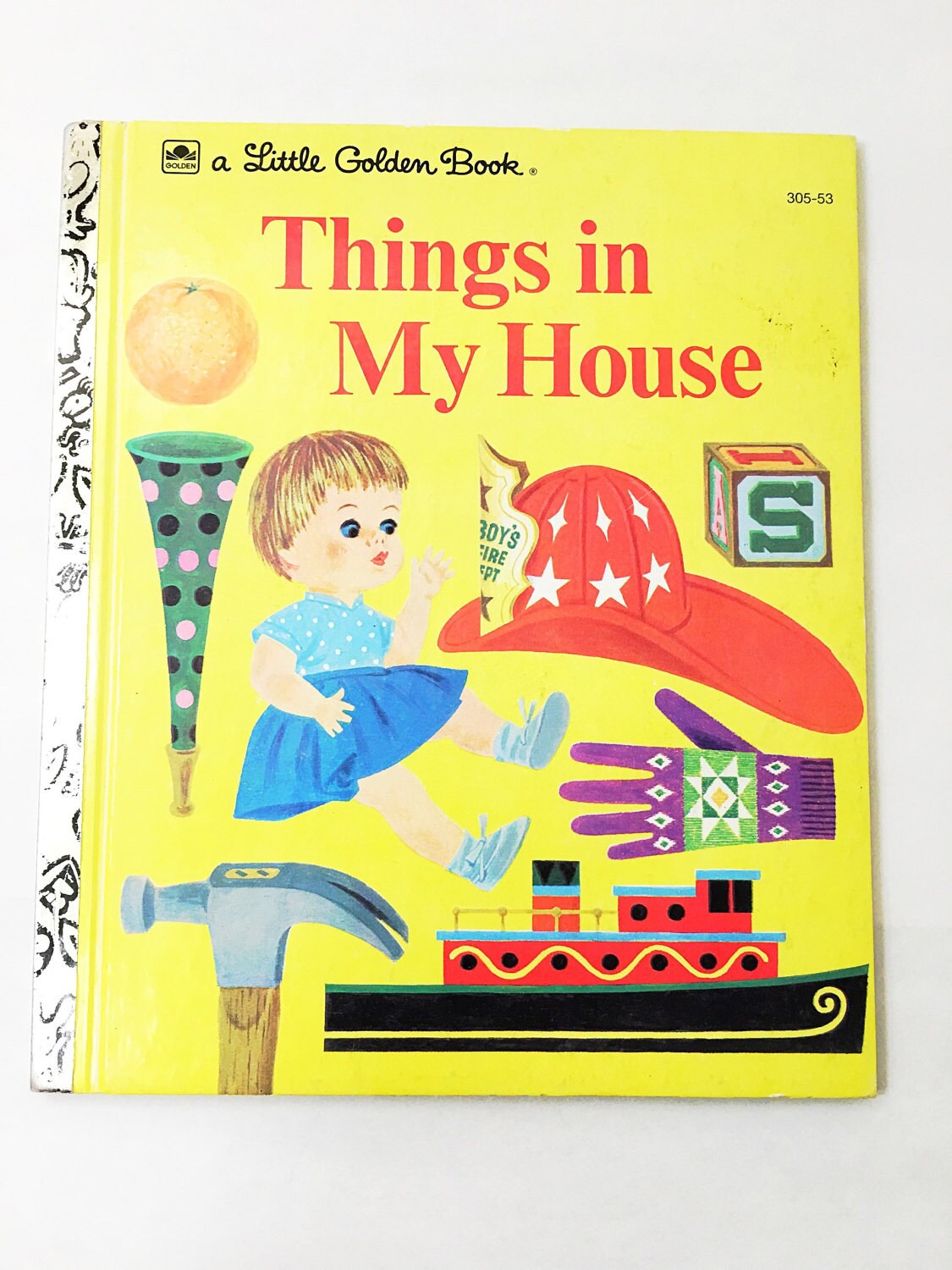 Things in my house book. Little Golden Book. LGB. hardback children's book. Joe Kaufman. Vintage book lover gift.