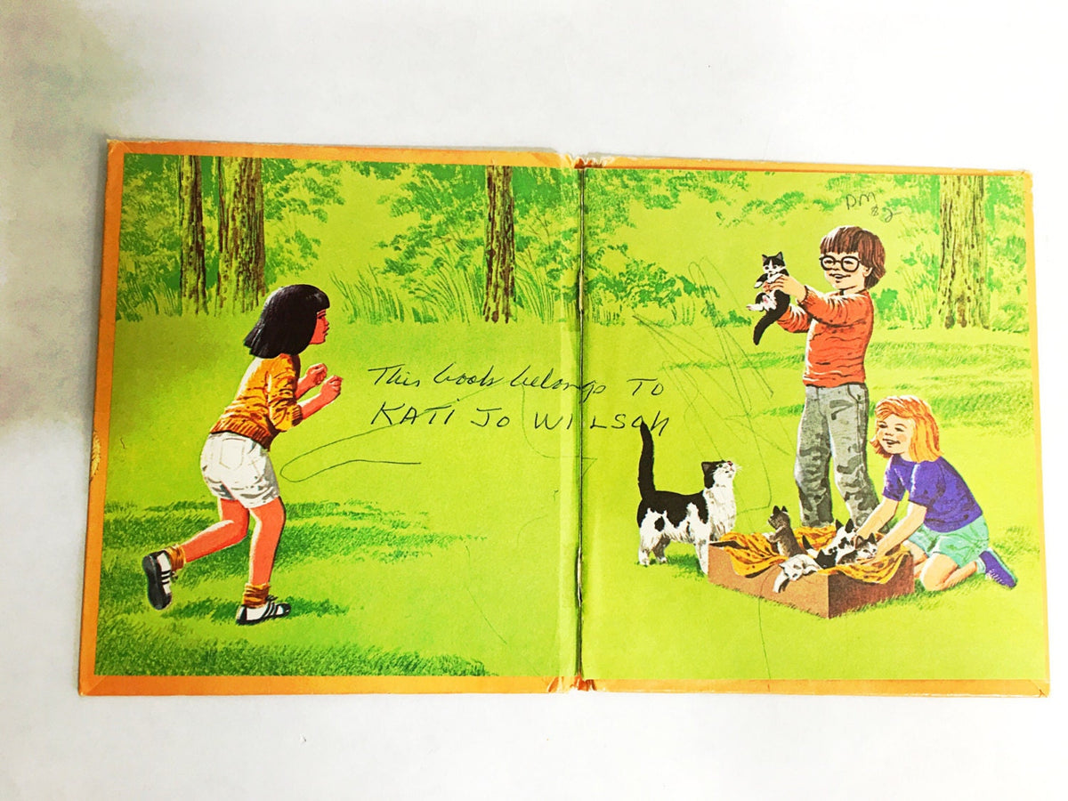 1976 My Little Book of Cats Golden Tell a Tale Book Little Golden Book Yellow kitten kitty vintage children's book
