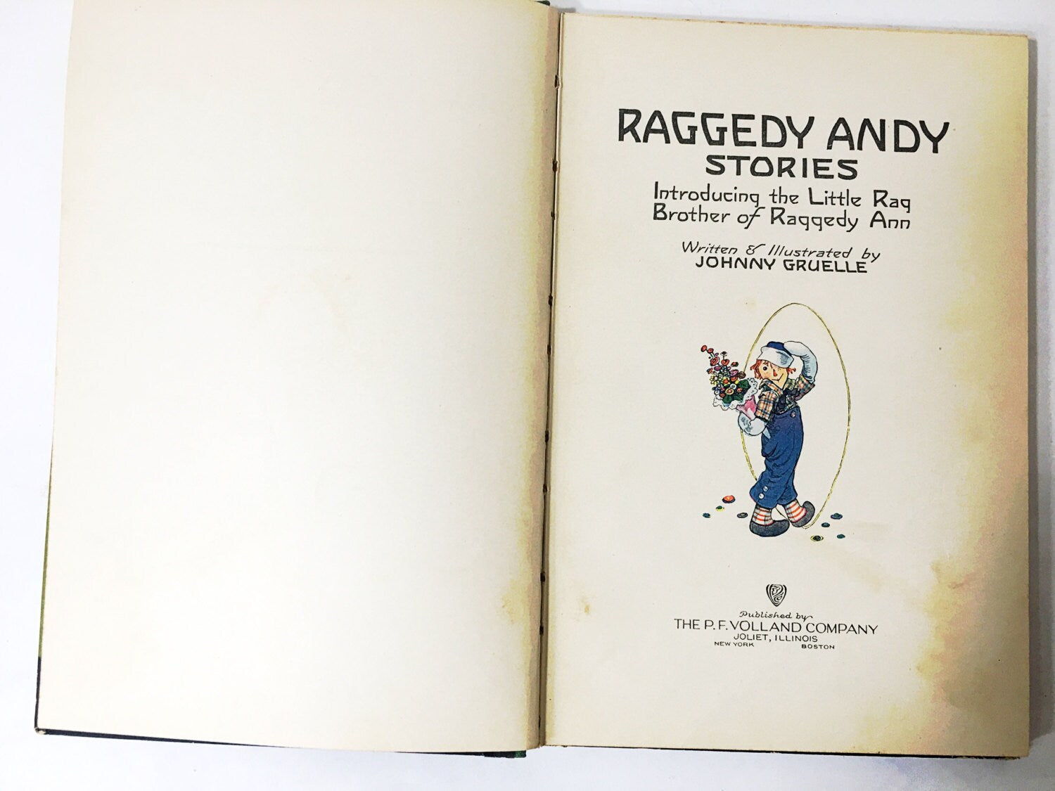 1920 vintage Raggedy Andy Stories book Introducing the Little Rag Brother of Raggedy Ann Volland "Happy Children Books"