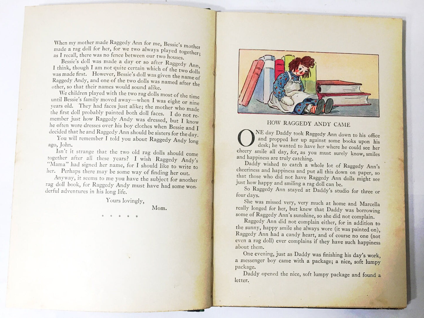 1920 vintage Raggedy Andy Stories book Introducing the Little Rag Brother of Raggedy Ann Volland "Happy Children Books"