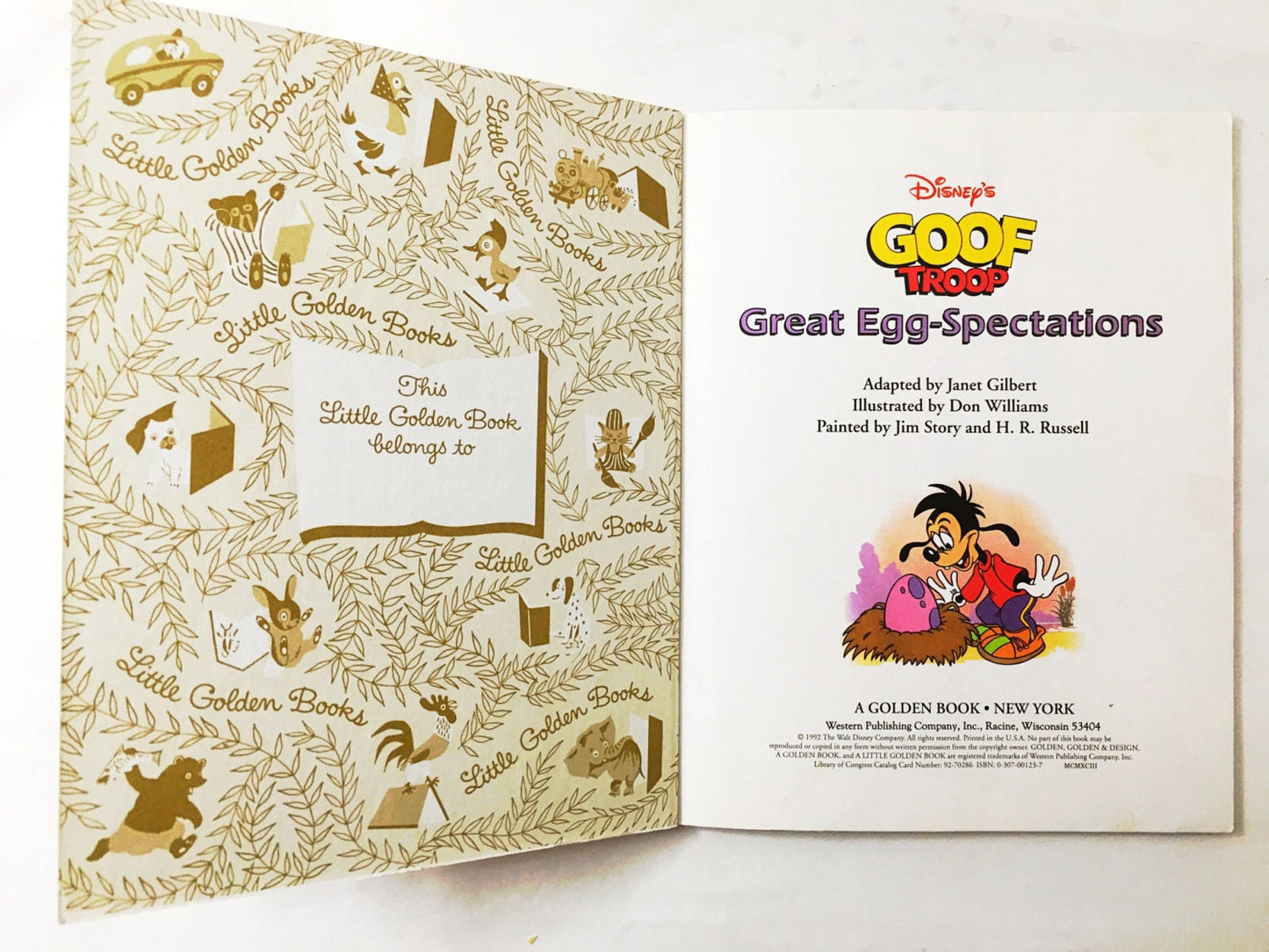 Little Golden Book. Walt Disney's Goof Troop. Great Egg-Spectacular. FIRST EDITION vintage children's book 107-87. Goofy book. Yellow decor