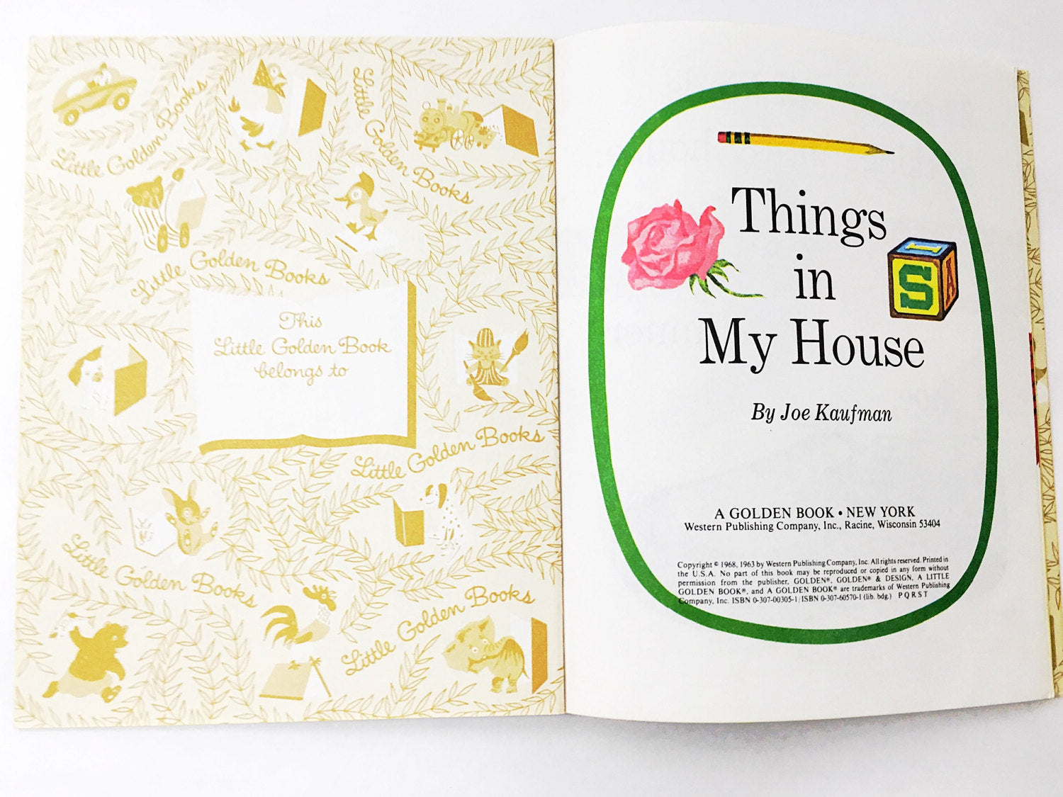 Things in my house book. Little Golden Book. LGB. hardback children's book. Joe Kaufman. Vintage book lover gift.