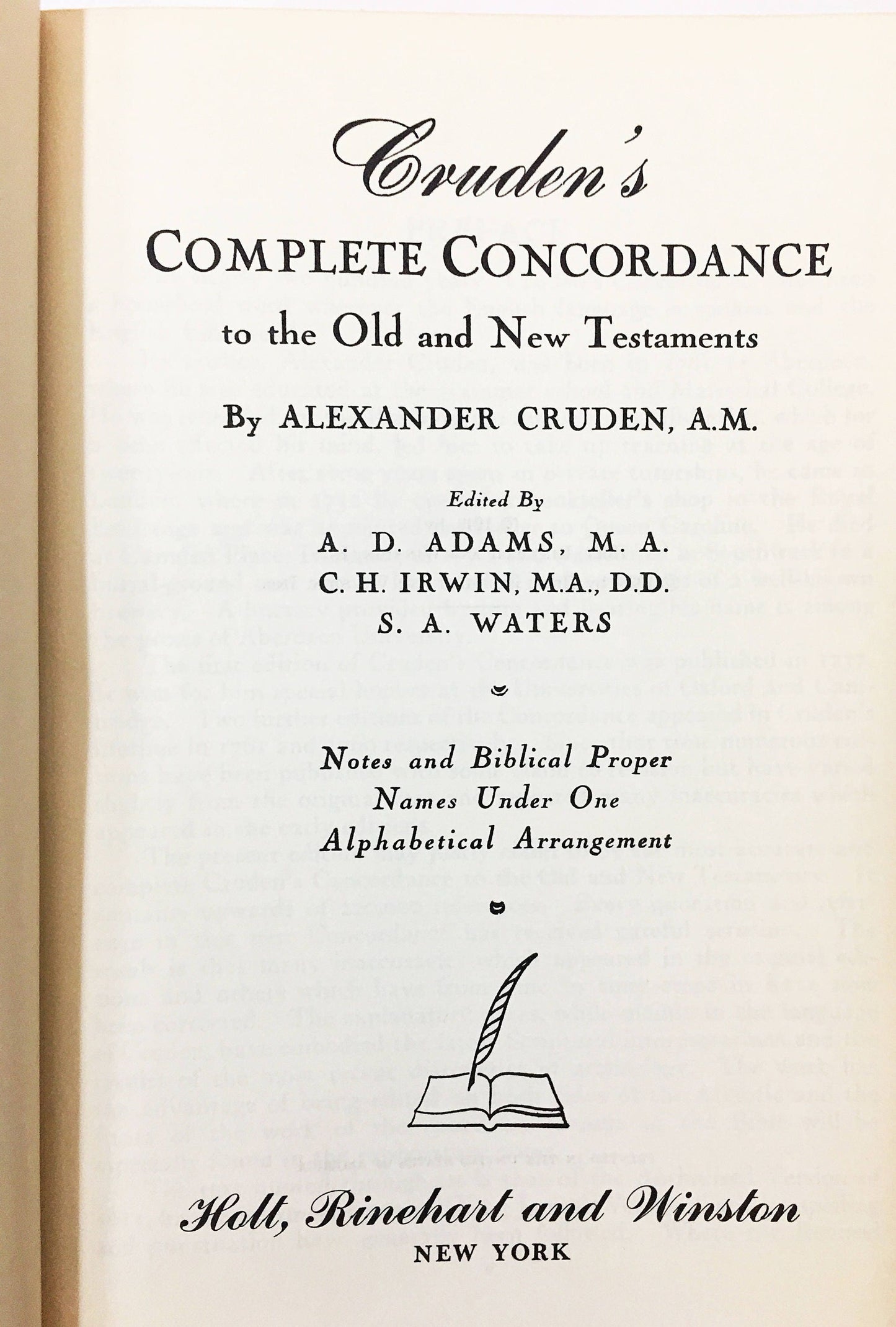 Cruden's Complete Concordance of the Old and New Testaments. Vintage book circa 1949. Cruden, Alexander. Religious book lover gift.