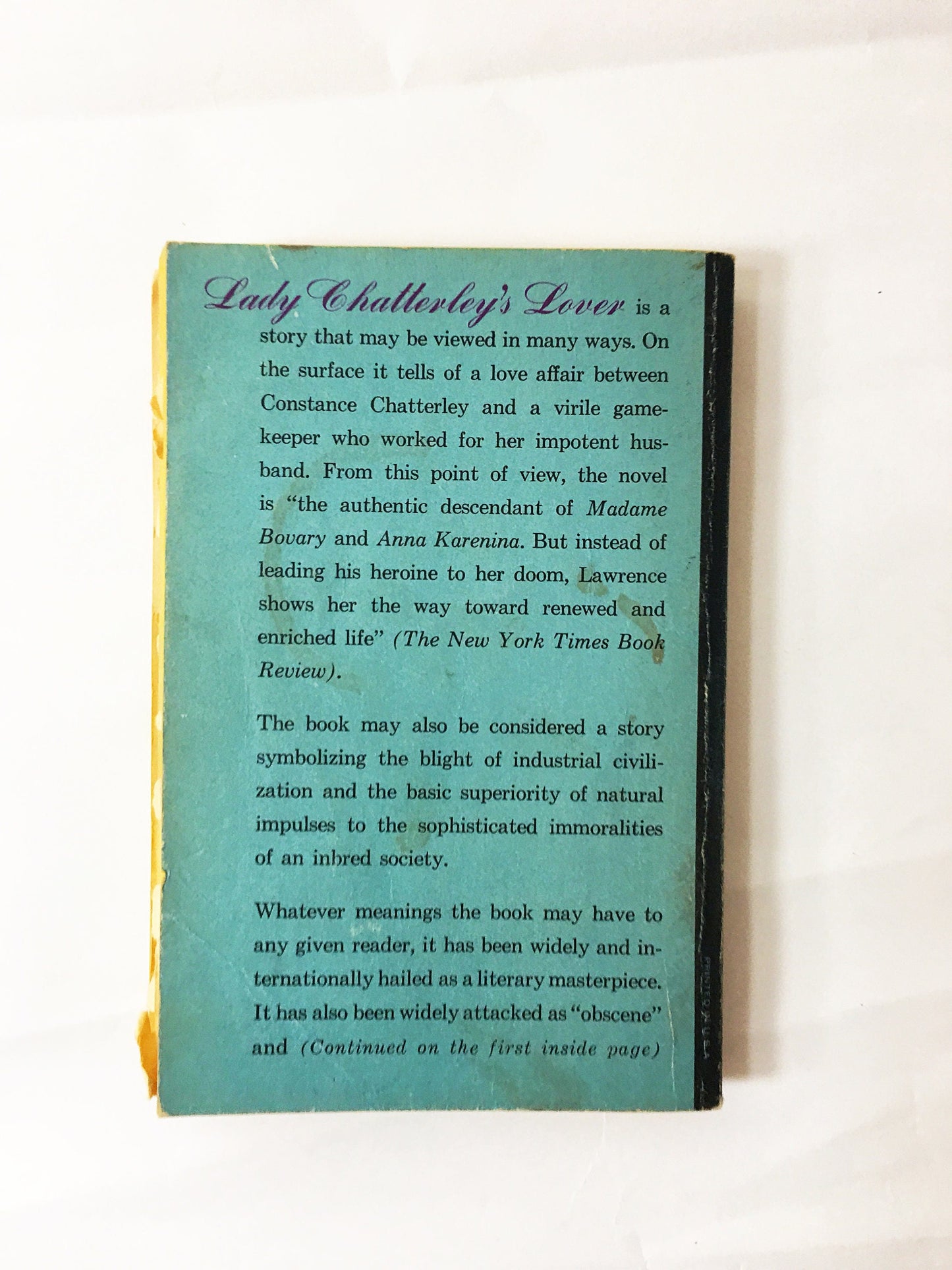 Lady Chatterley's Lover Book. Vintage Paperback book. DH Lawrence. Vintage book circa 1959,