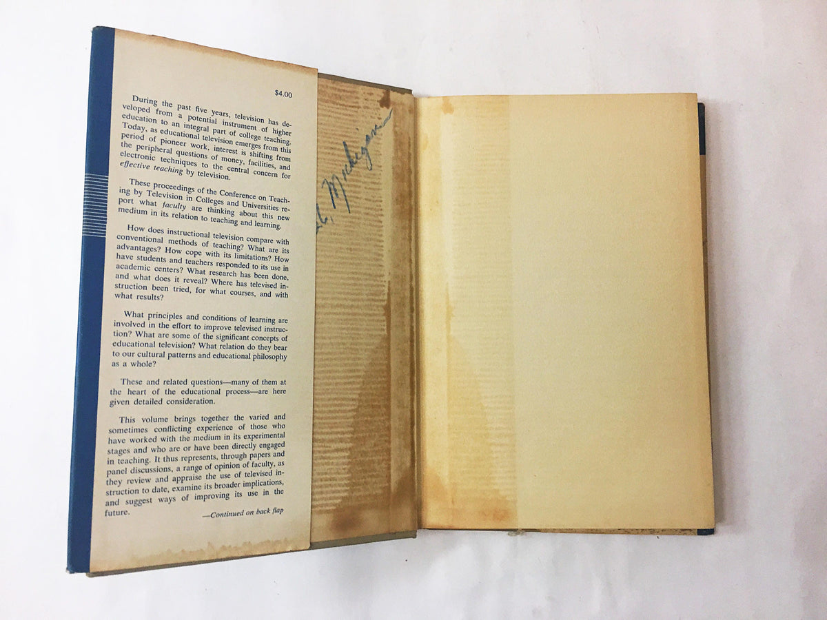 College Teaching By Television. FIRST EDITION vintage book circa 1958. John Adams. American Council on Education lover gift teacher