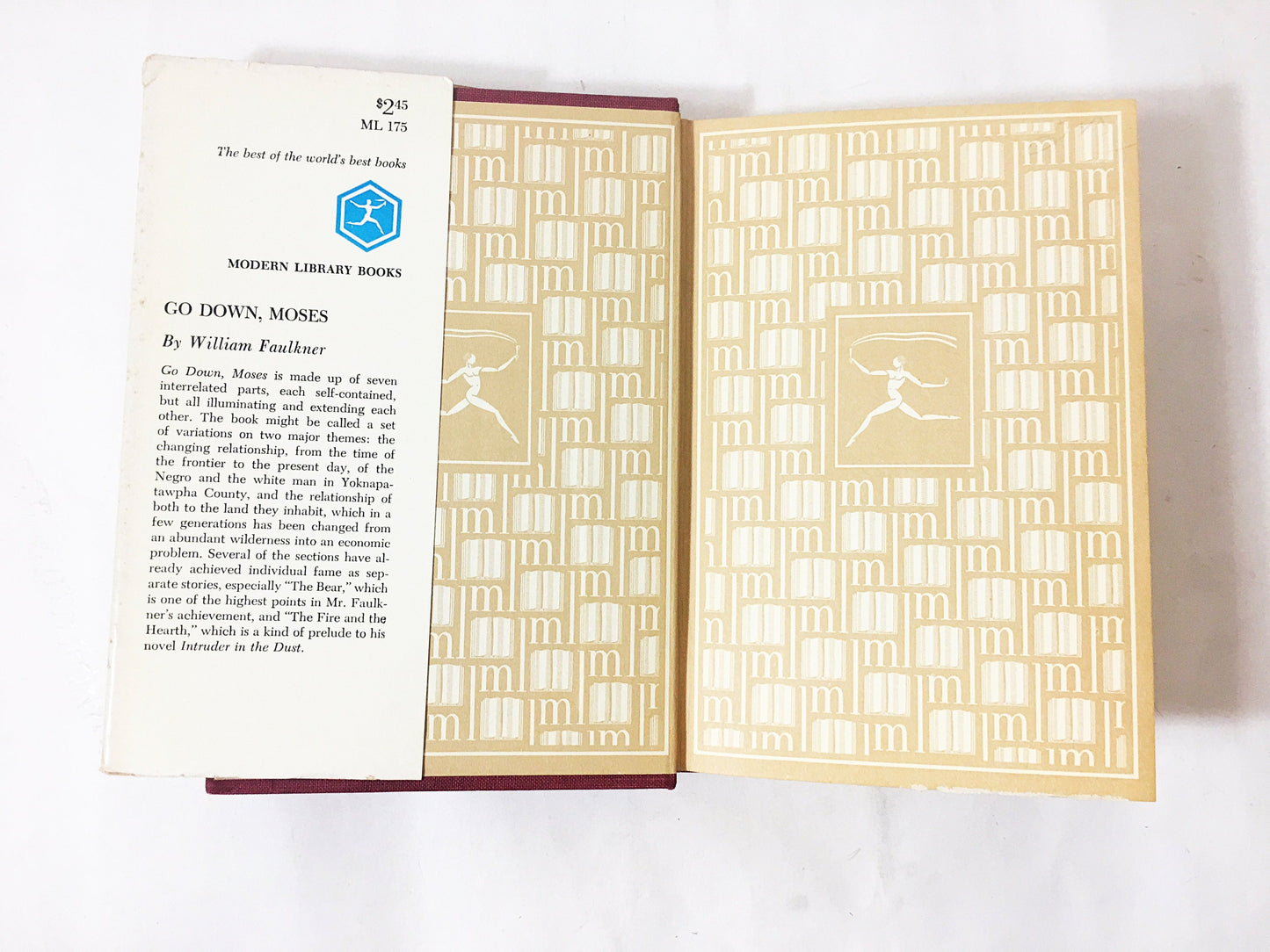 1955 Go Down, Moses vintage Modern Library Book by William Faulkner with dust jacket Stories of race, class, the South. Gift
