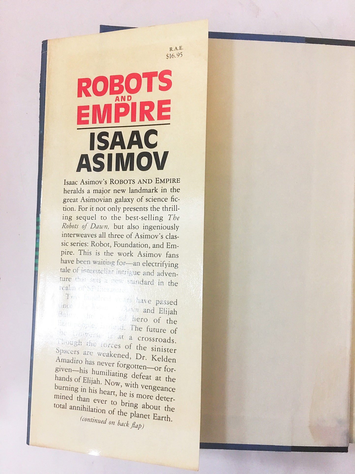 1985 Issac Asimov Robots & Empire concluding book bridging the Robot novels and the Foundation series Vintage First Edition Galactic Empire