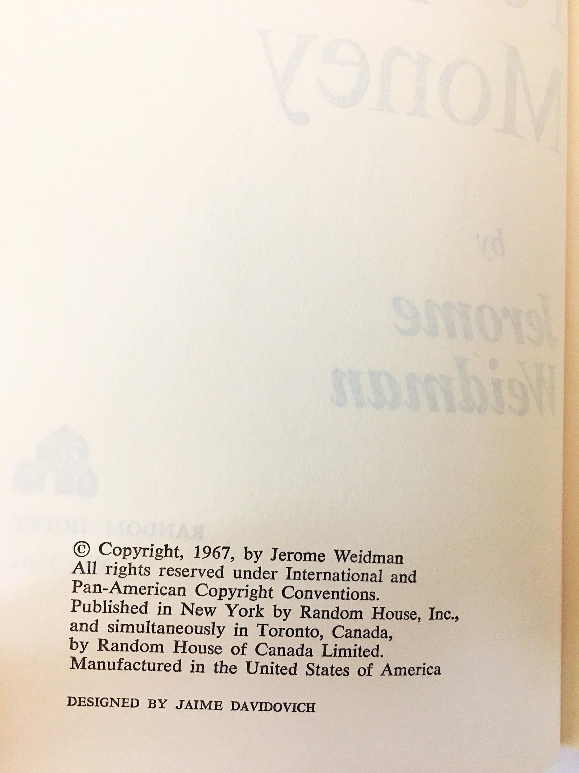 Other People's Money Vintage book circa 1967 by Jerome Weidman. Story turned movie of an orphan and his brother. Danny Devito, Gregory Peck