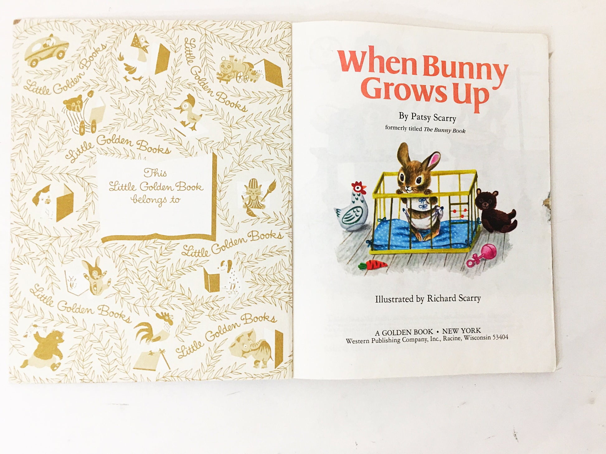 Richard Scarry's When Bunny Grows Up Vintage Little Golden Book. Children's Book. Blue nursery decor. 1992