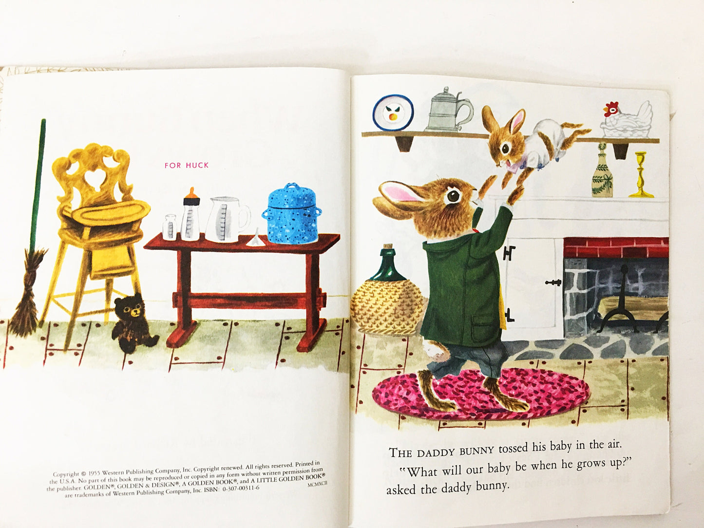 Richard Scarry's When Bunny Grows Up Vintage Little Golden Book. Children's Book. Blue nursery decor. 1992