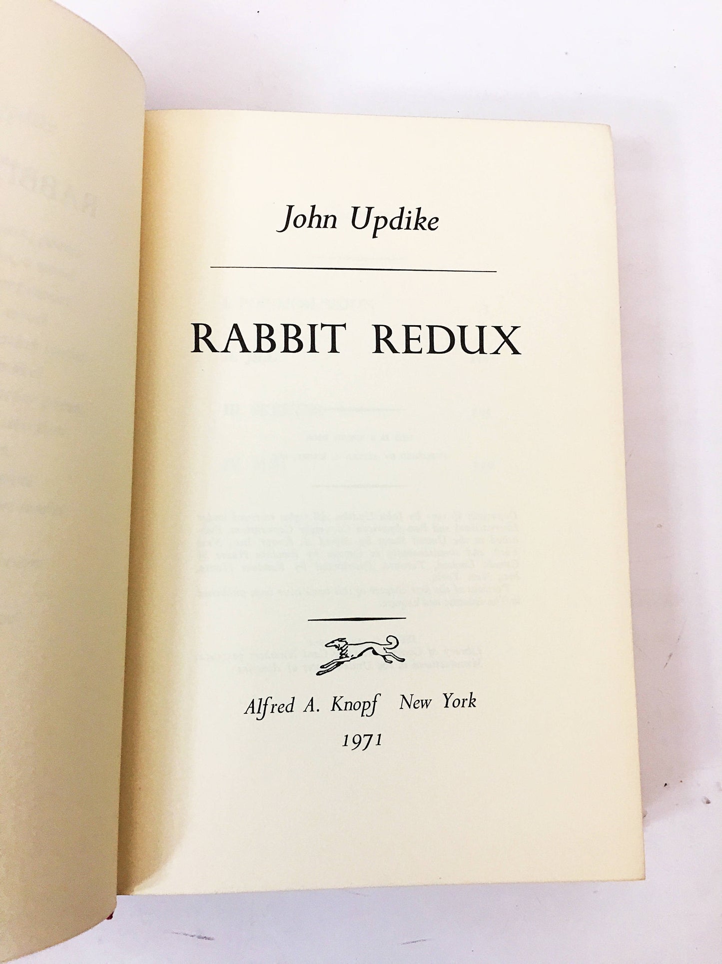 Rabbit Redux by John Updike. First Edition vintage book circa 1971. Spiritual quest of impulsive former athlete. Updike's Masterpiece. Gift