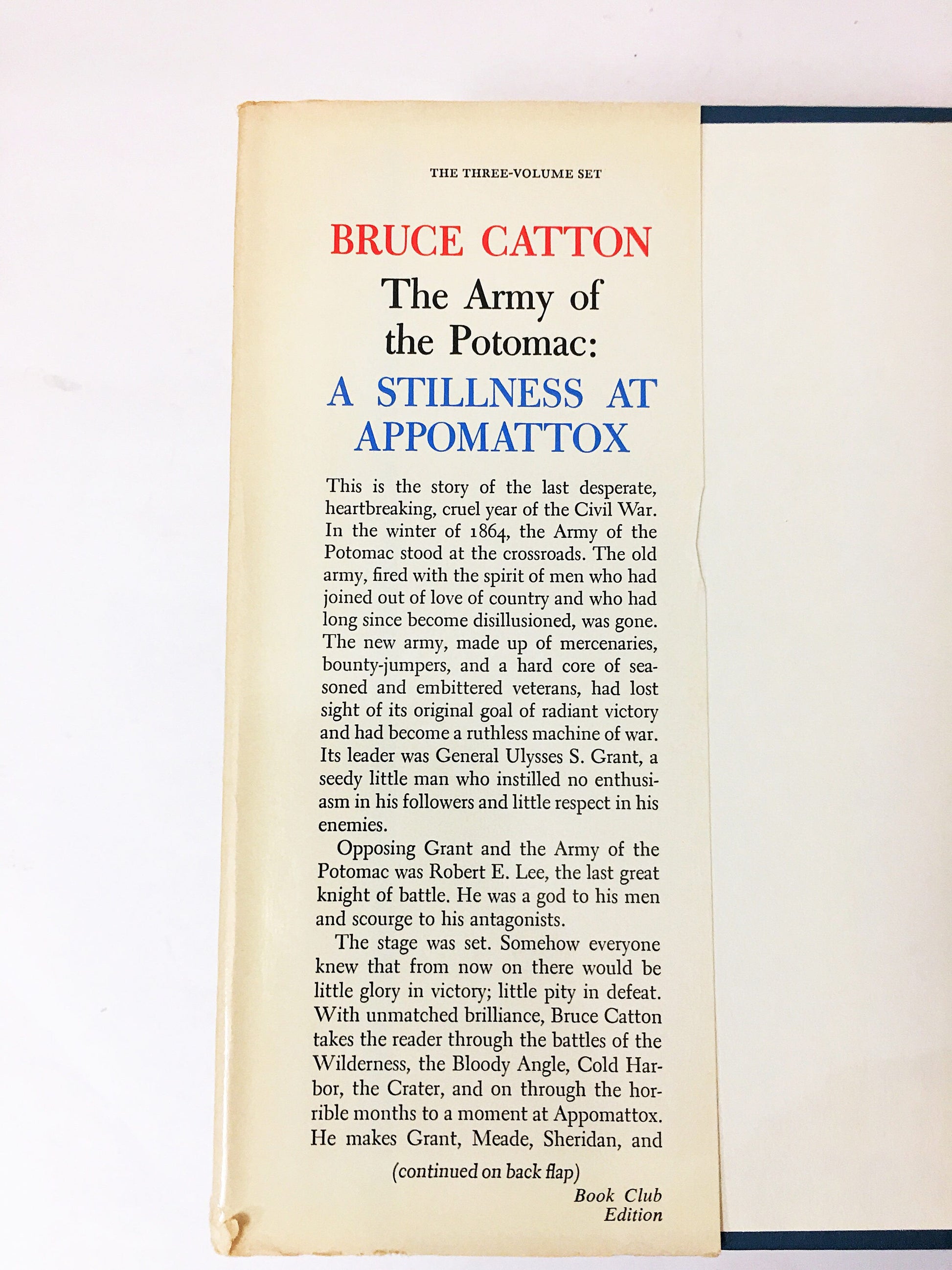 1953 Catton Army of the Potomac 3 volume vintage book set Mr. Lincoln's Army; Glory Road; Stillness at Appomattox. Prop staging home decor