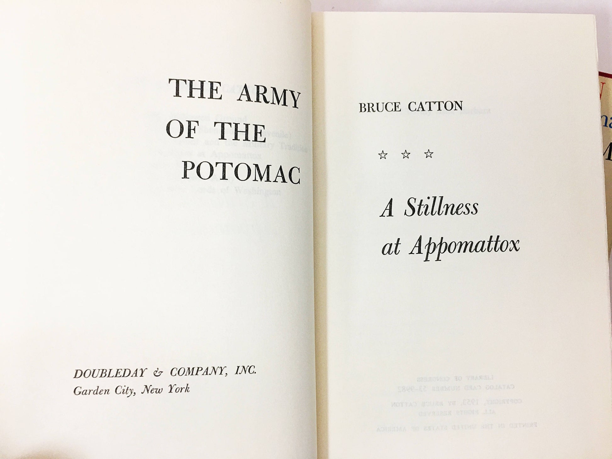 1953 Catton Army of the Potomac 3 volume vintage book set Mr. Lincoln's Army; Glory Road; Stillness at Appomattox. Prop staging home decor