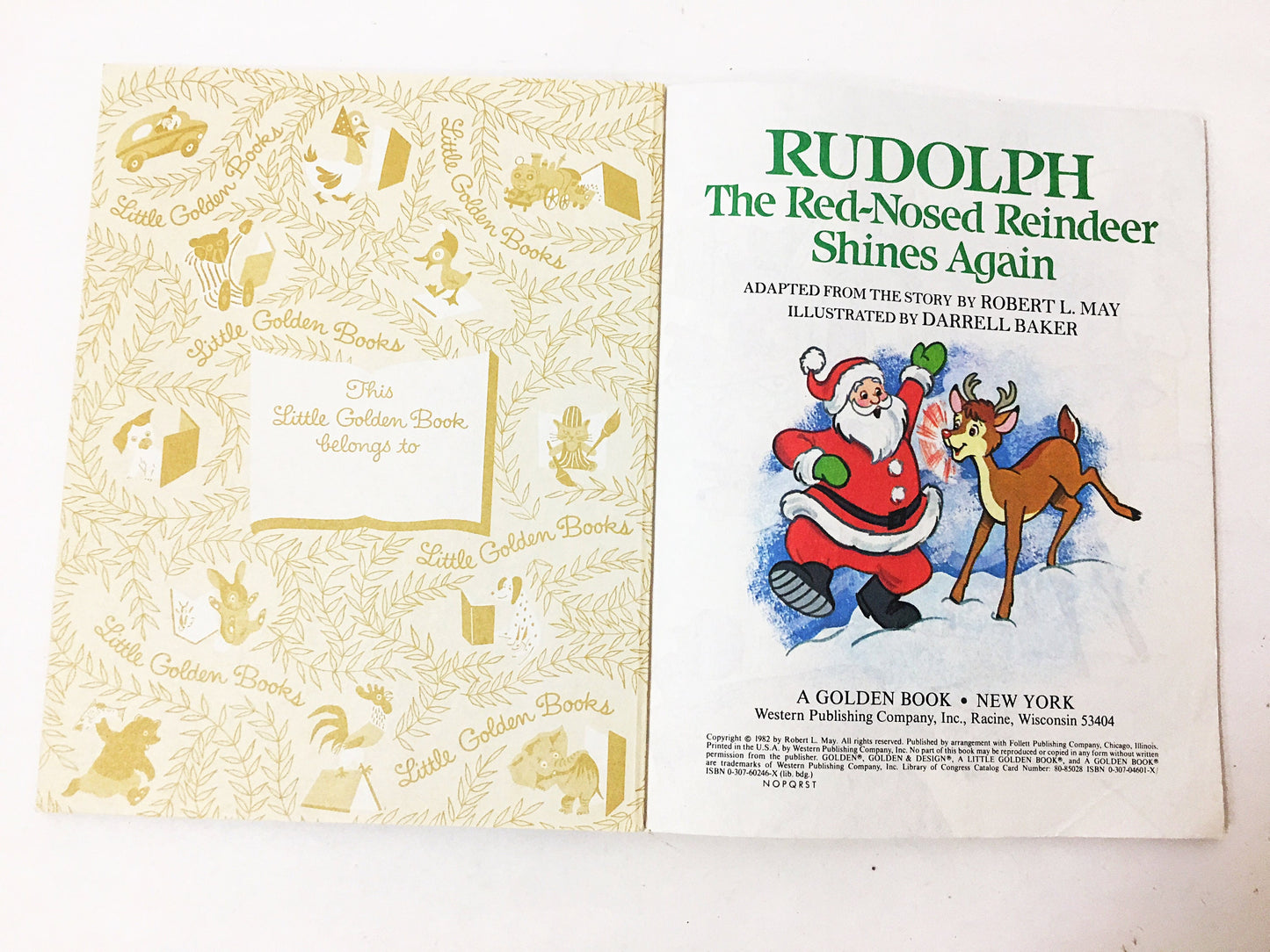 Rudolph the Red-Nosed Reindeer Shines Again vintage Little Golden Book circa 1982. Children's stocking stuffer Santa Frosty. Darrell Baker