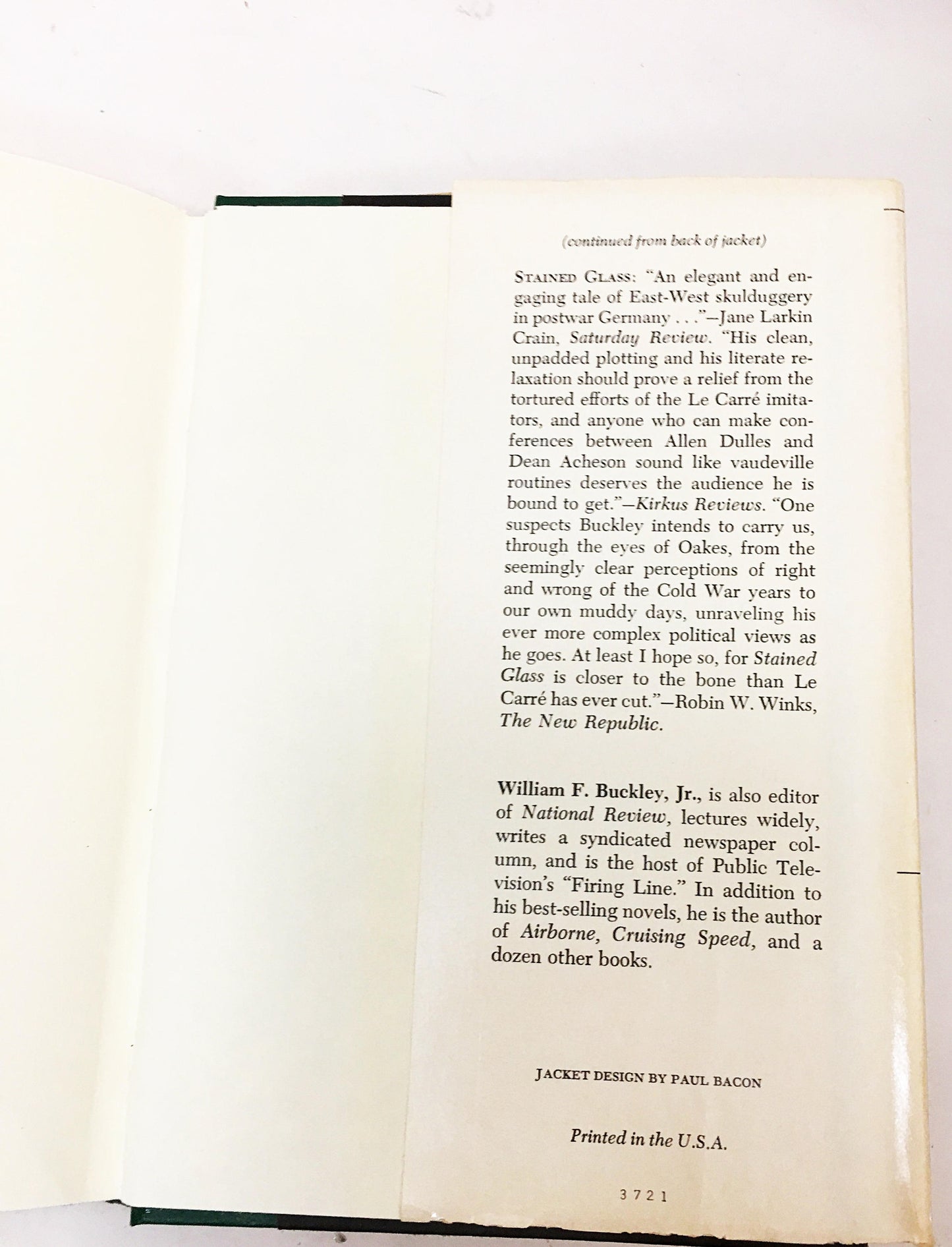 1980 Who's on First by William F Buckley, Jr Vintage book about Blackford Oakes and KGB spies in the race for space