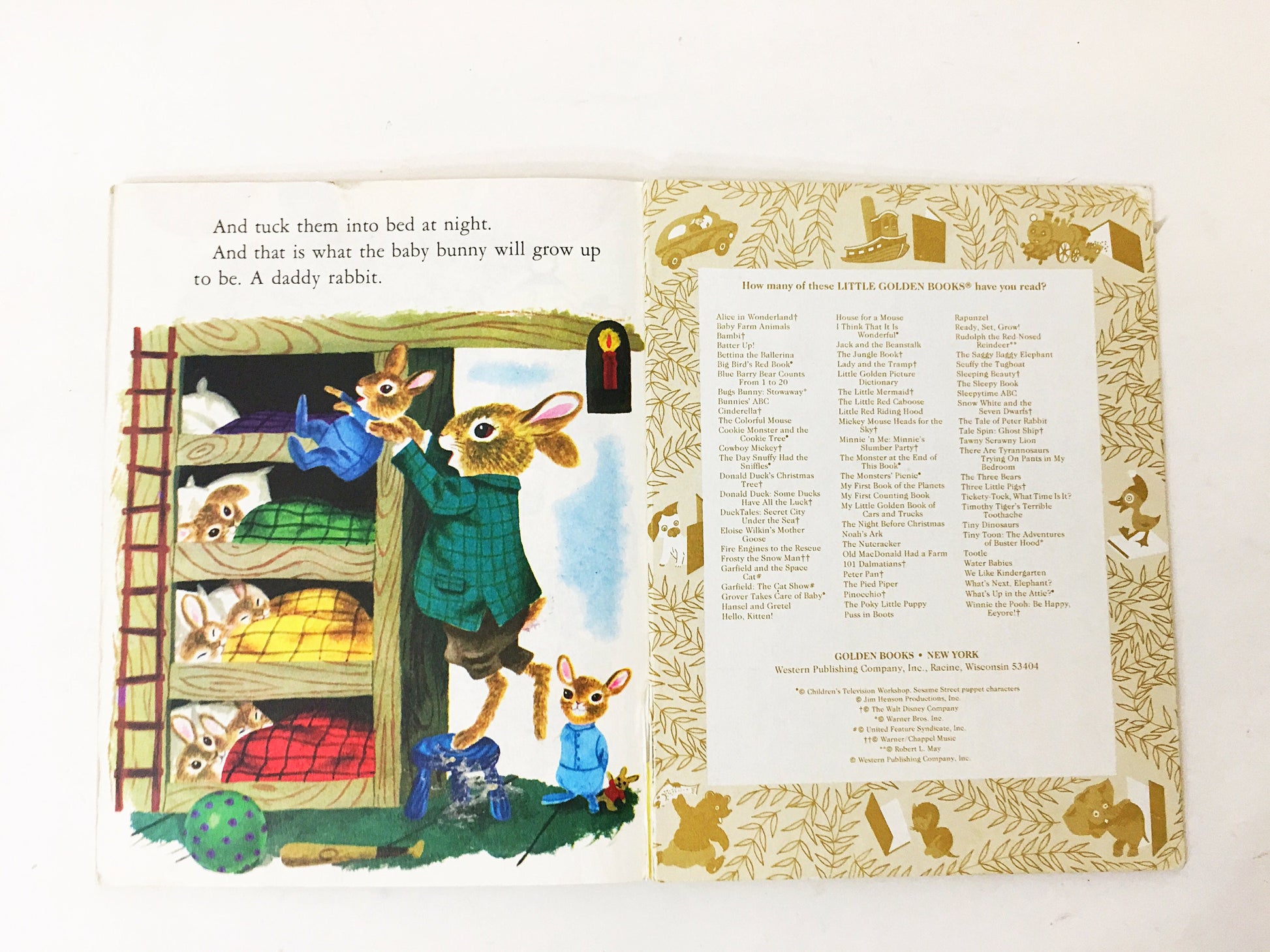 Richard Scarry's When Bunny Grows Up Vintage Little Golden Book. Children's Book. Blue nursery decor. 1992