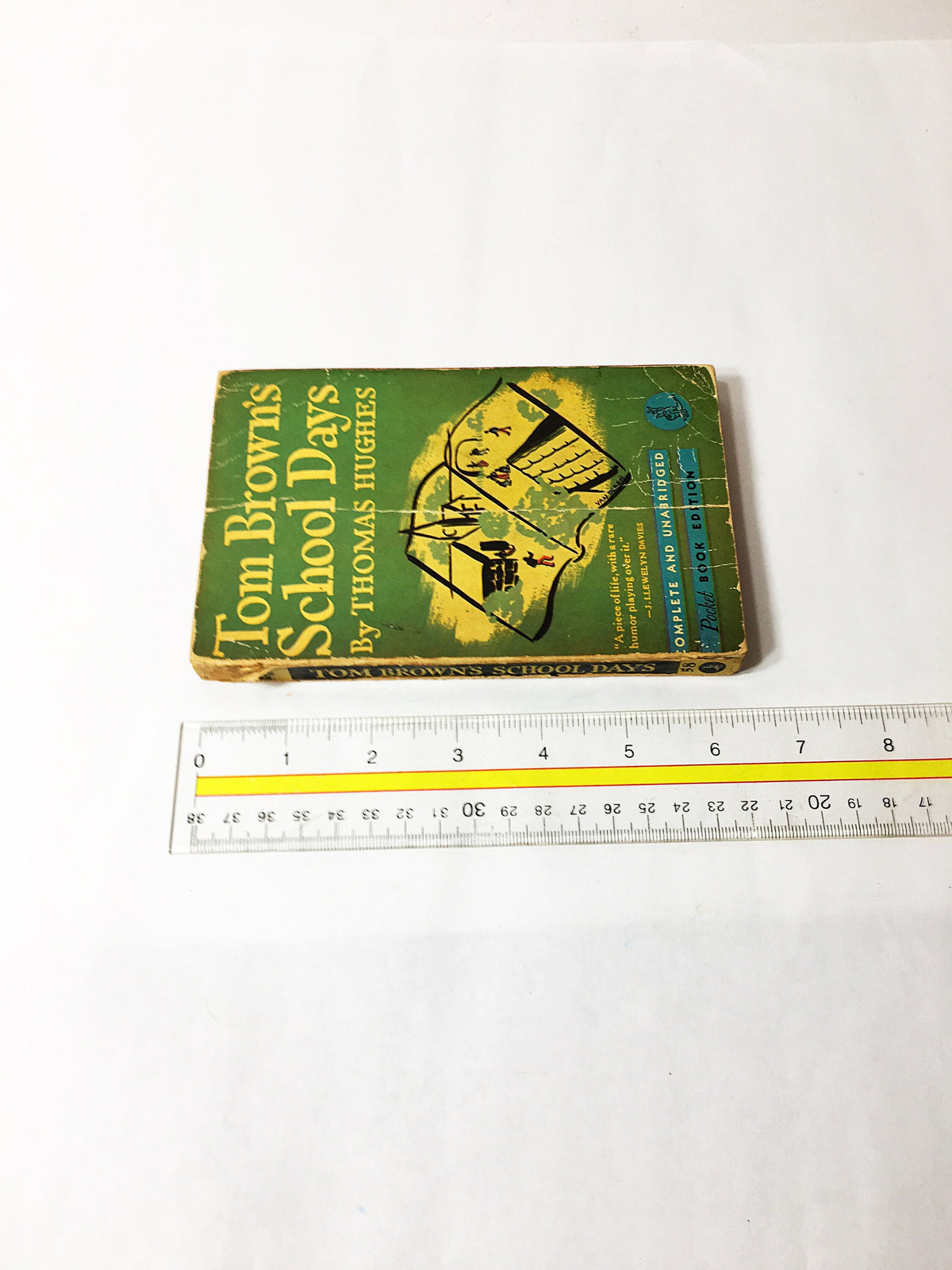 Tom Brown's School Days vintage paperback book circa 1940 by Thomas Hughes. Green Prop set decor Boy's strength of character in England.