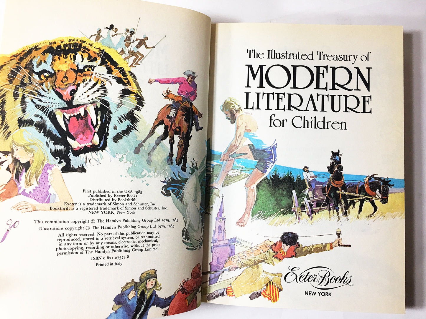 Illustrated Treasury of Modern Literature for Children LARGE Vintage book circa 1985 Nursery decor Beautiful illustrations London England