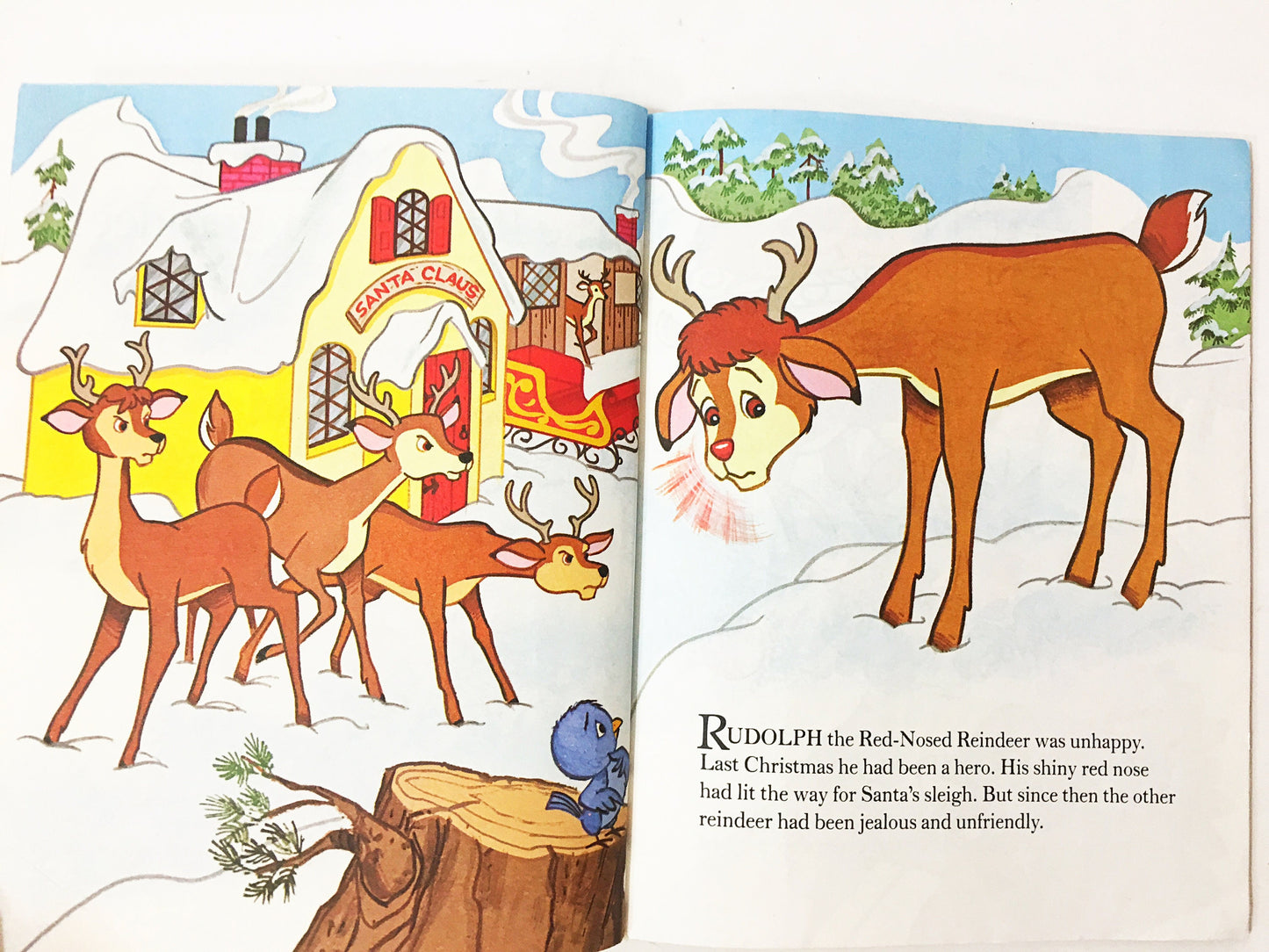 Rudolph the Red-Nosed Reindeer Shines Again vintage Little Golden Book circa 1982. Children's stocking stuffer Santa Frosty. Darrell Baker