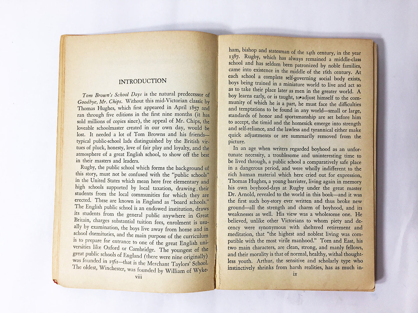 Tom Brown's School Days vintage paperback book circa 1940 by Thomas Hughes. Green Prop set decor Boy's strength of character in England.