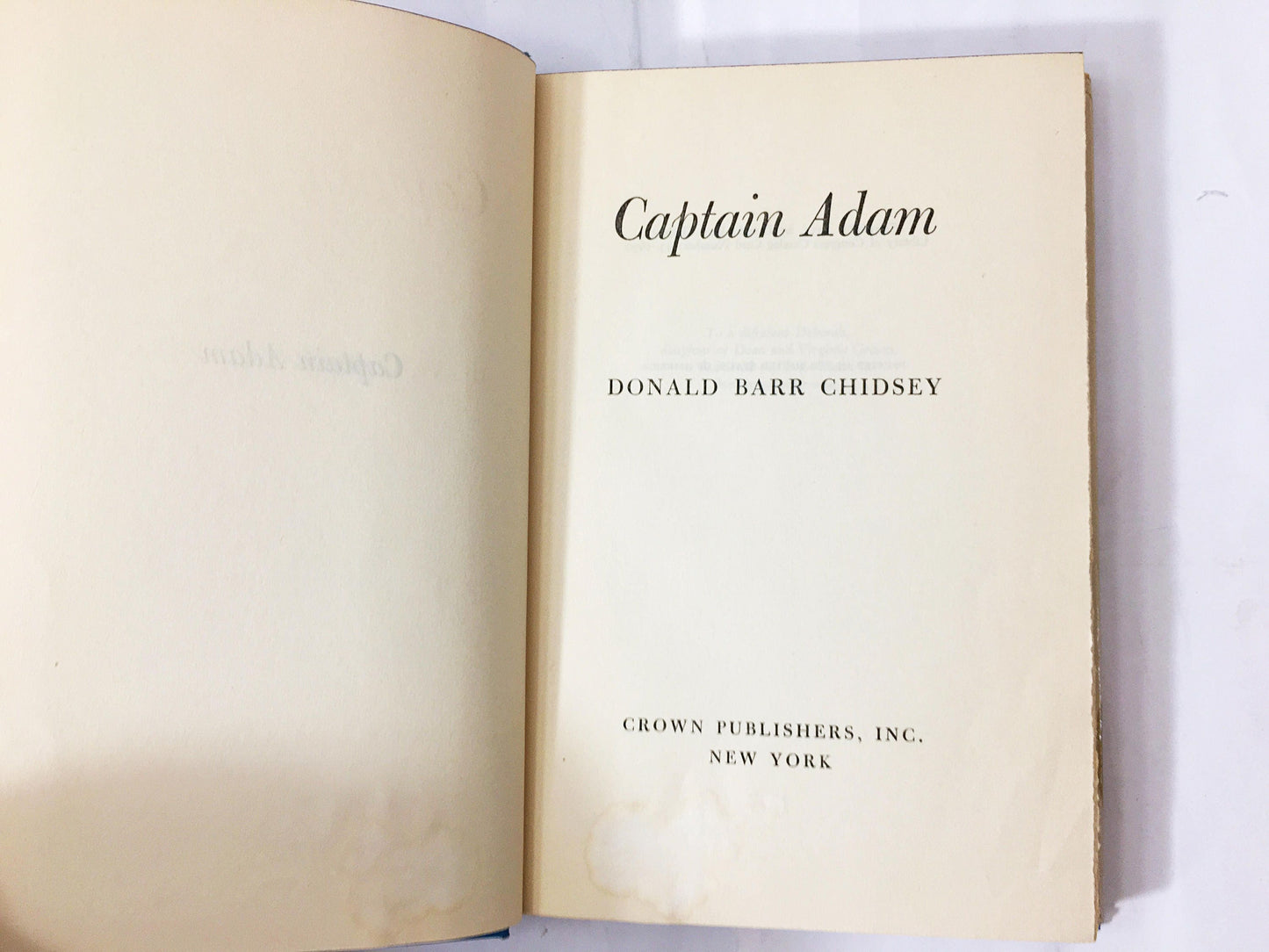 Captain Adam Vintage FIRST EDITION book about love and independence Pulp fiction by Donald Barr Chidsey circa 1953. Home bookshelf decor