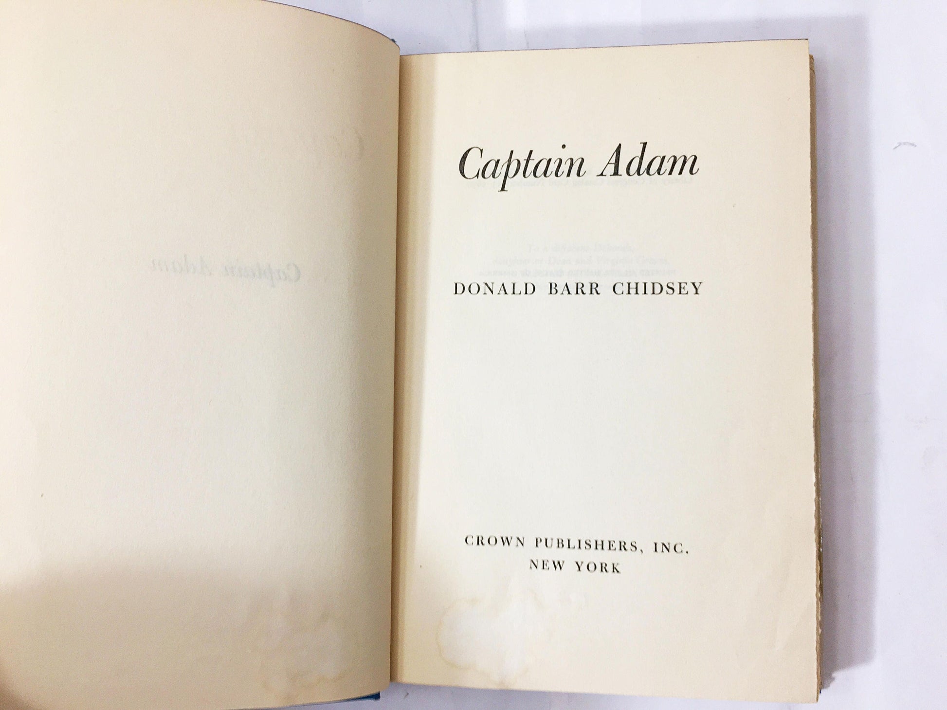 Captain Adam Vintage FIRST EDITION book about love and independence Pulp fiction by Donald Barr Chidsey circa 1953. Home bookshelf decor