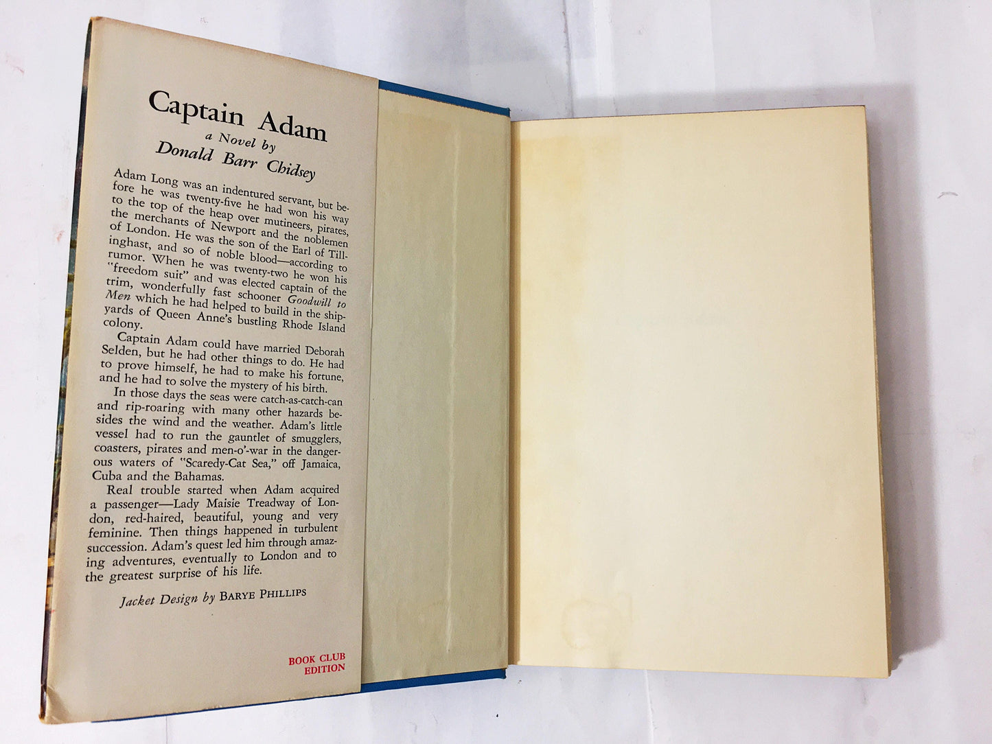 Captain Adam Vintage FIRST EDITION book about love and independence Pulp fiction by Donald Barr Chidsey circa 1953. Home bookshelf decor