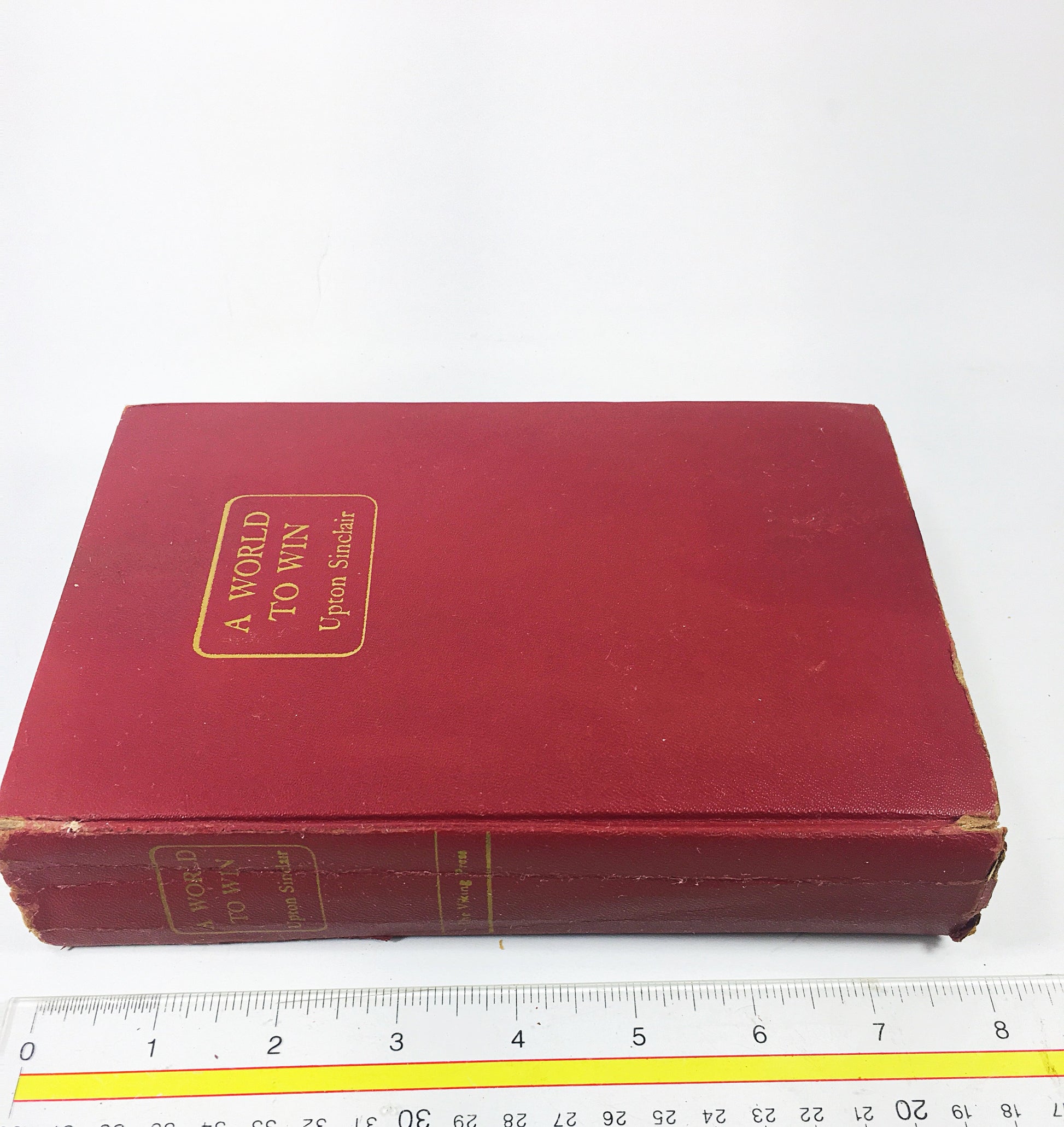 A World to Win by Upton Sinclair. FIRST EDITION vintage book circa 1946. Lanny Budd series. Pulitzer Prize winning author. Red book decor