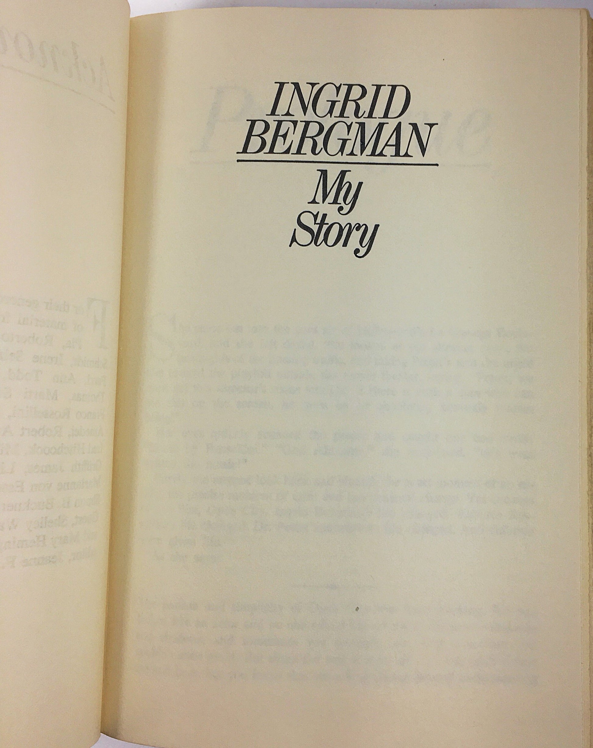 Ingrid Bergman, My Story. Vintage biography circa 1980. Exposé about Ingrid Bergman, Hollywood's greatest leading actress. Book gift