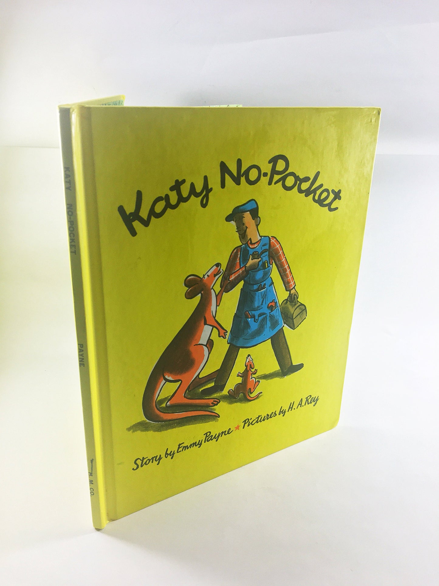 Curious George Katy No-Pocket. Vintage children's book illustrated by HA Rey circa 1972. Yellow book decor.