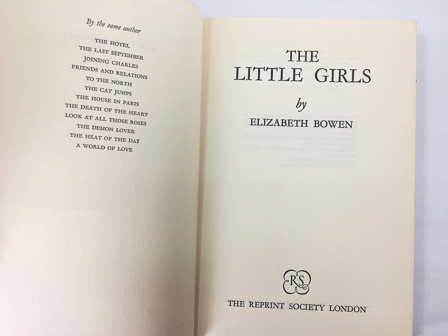 1966 Three British women and the story of their friendship Little Girls by Elizabeth Bowen. Vintage book WWI