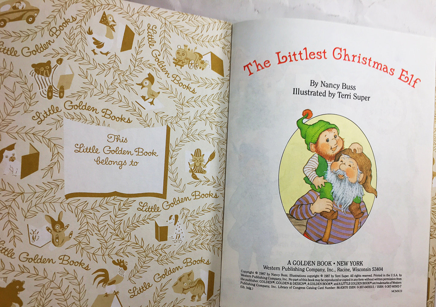 1987 Vintage Littlest Christmas Elf. Little Golden Book. Vintage Christmas book. Children's. Santa Frosty. Connie Malvern. Snow Man