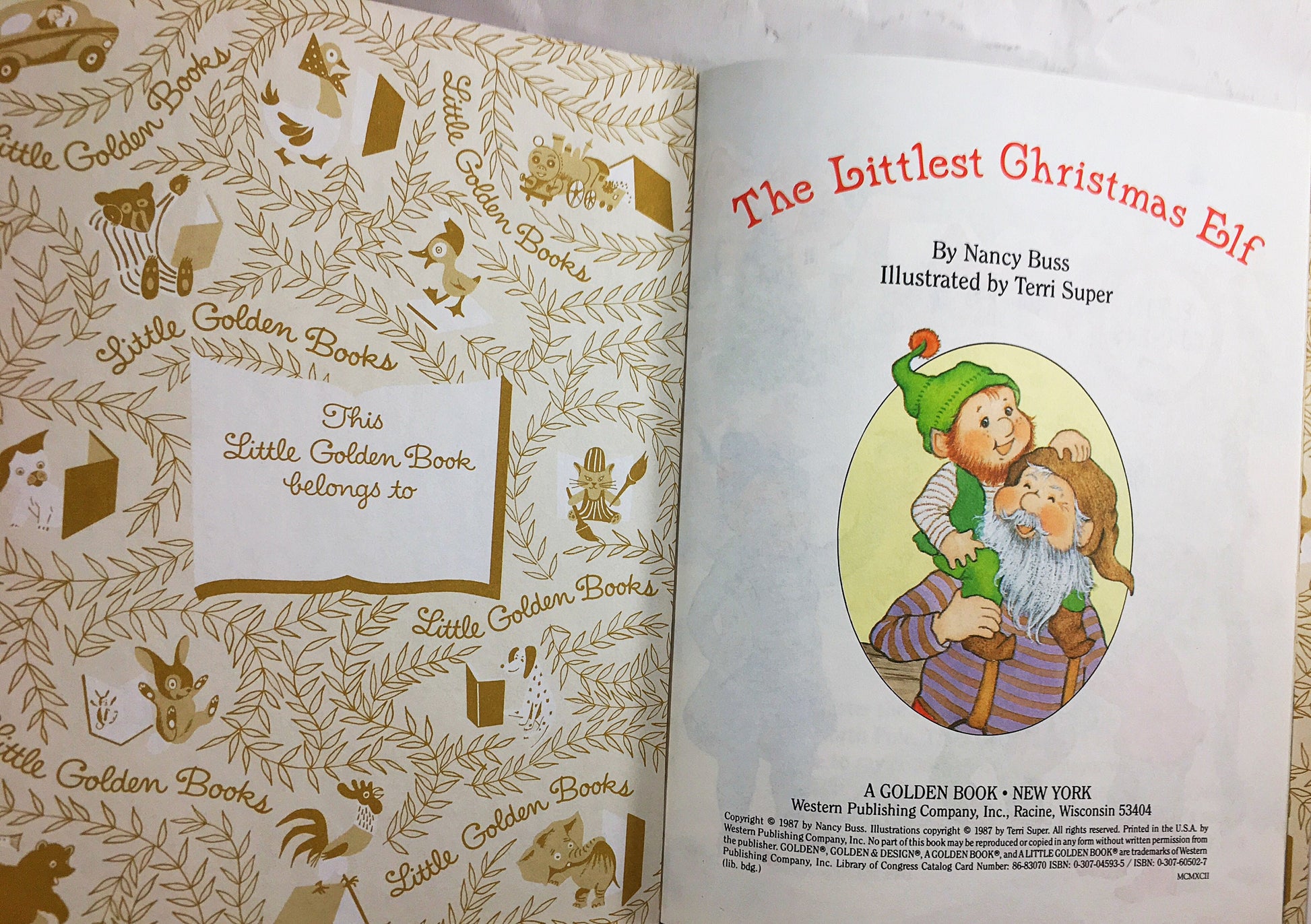 1987 Vintage Littlest Christmas Elf. Little Golden Book. Vintage Christmas book. Children's. Santa Frosty. Connie Malvern. Snow Man