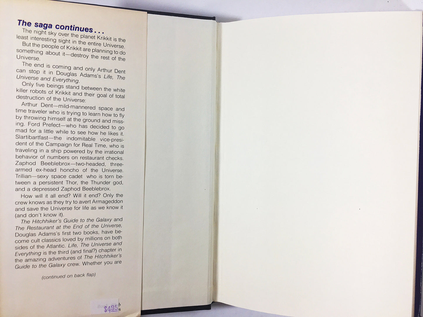 Life, the Universe and Everything. Hitchhiker's Guide to the Galaxy. Vintage Douglas Adams book circa 1982. EARLY PRINTING. Hardback BCE