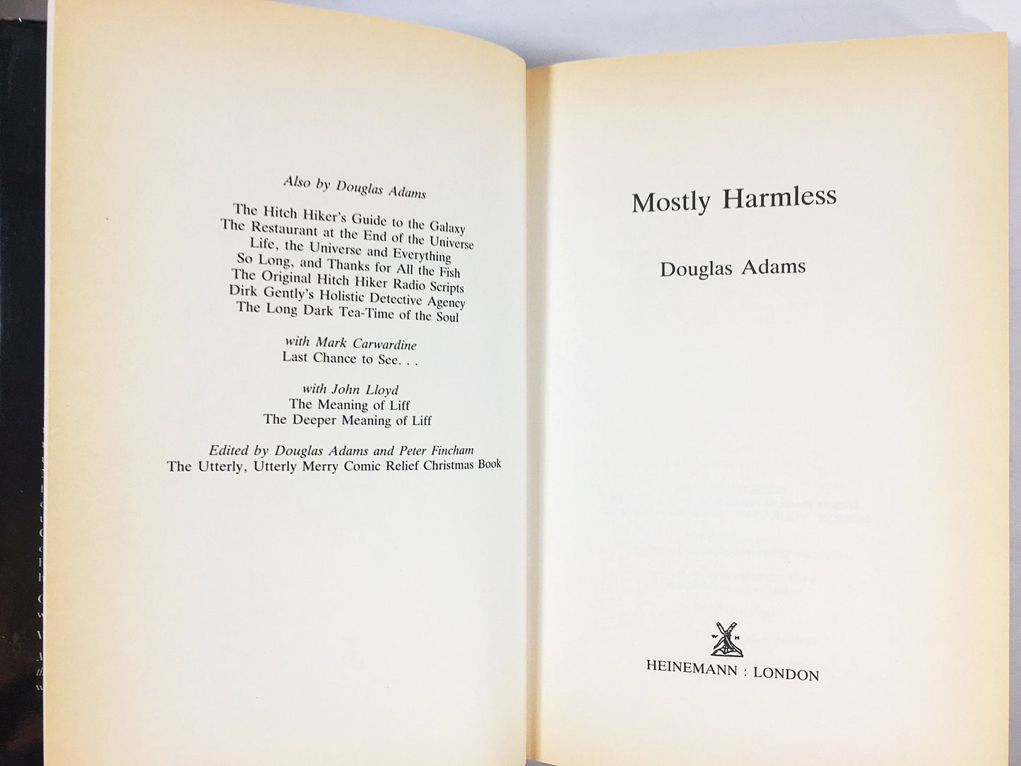 Mostly Harmless. Hitchhiker's Guide to the Galaxy. Vintage Douglas Adams book circa 1992. UK London Collectible gift