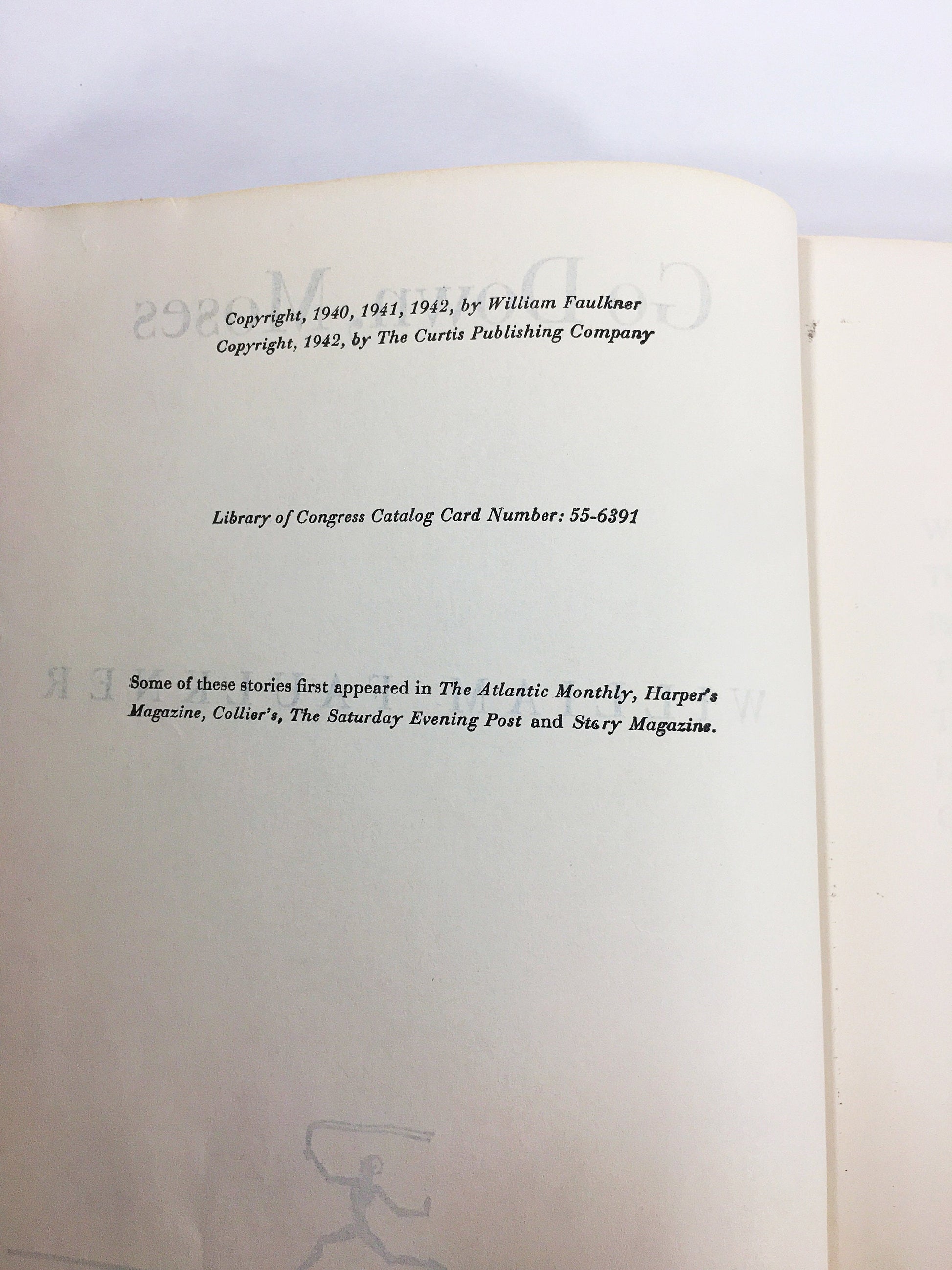 1946 William Faulkner Go Down Moses vintage Modern Library book Short stories which comprise one novel Gray bookshelf decor Stocking stuffer