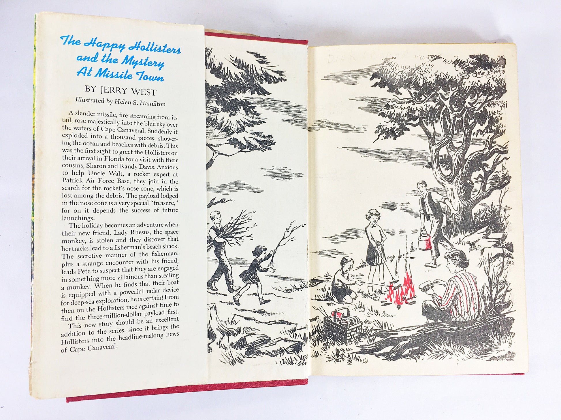 1961 Happy Hollisters and the Mystery at Missile Town. Vintage book by Jerry West with dust jacket. Cloth Bound Mystery Stories