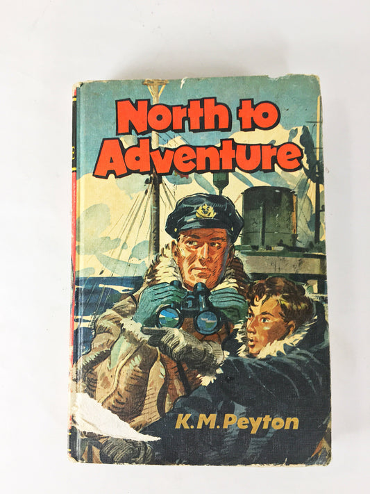 North to Adventure. FIRST EDITION vintage Collins Seagull book circa 1970. KM Peyton. Military Army book. Red home decor staging prop.