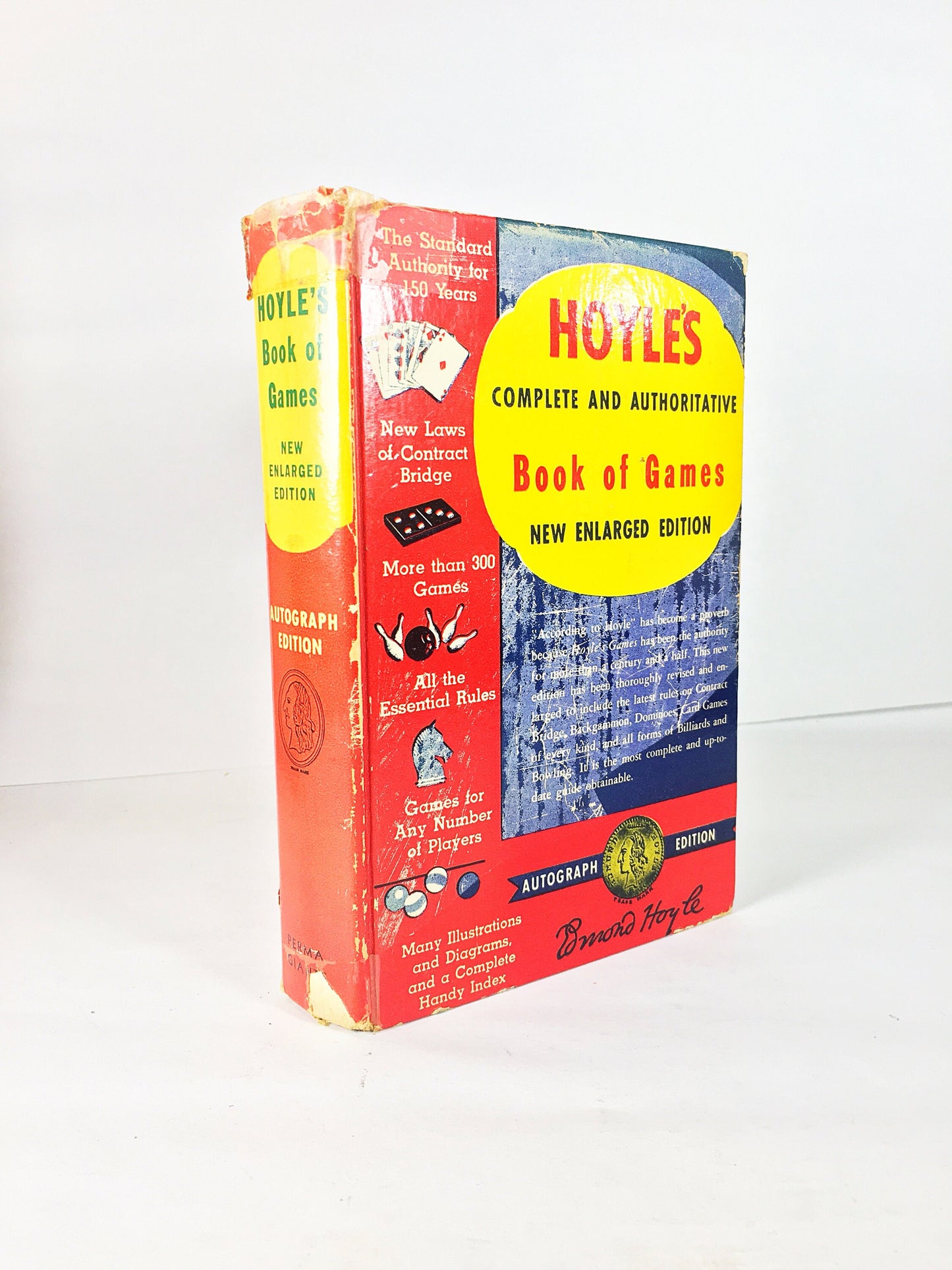 Hoyle's Complete and Authoritative Book of Games. Vintage book circa 1949. AUTOGRAPH EDITION Gin Rummy, Multiple Klondike, Canasta