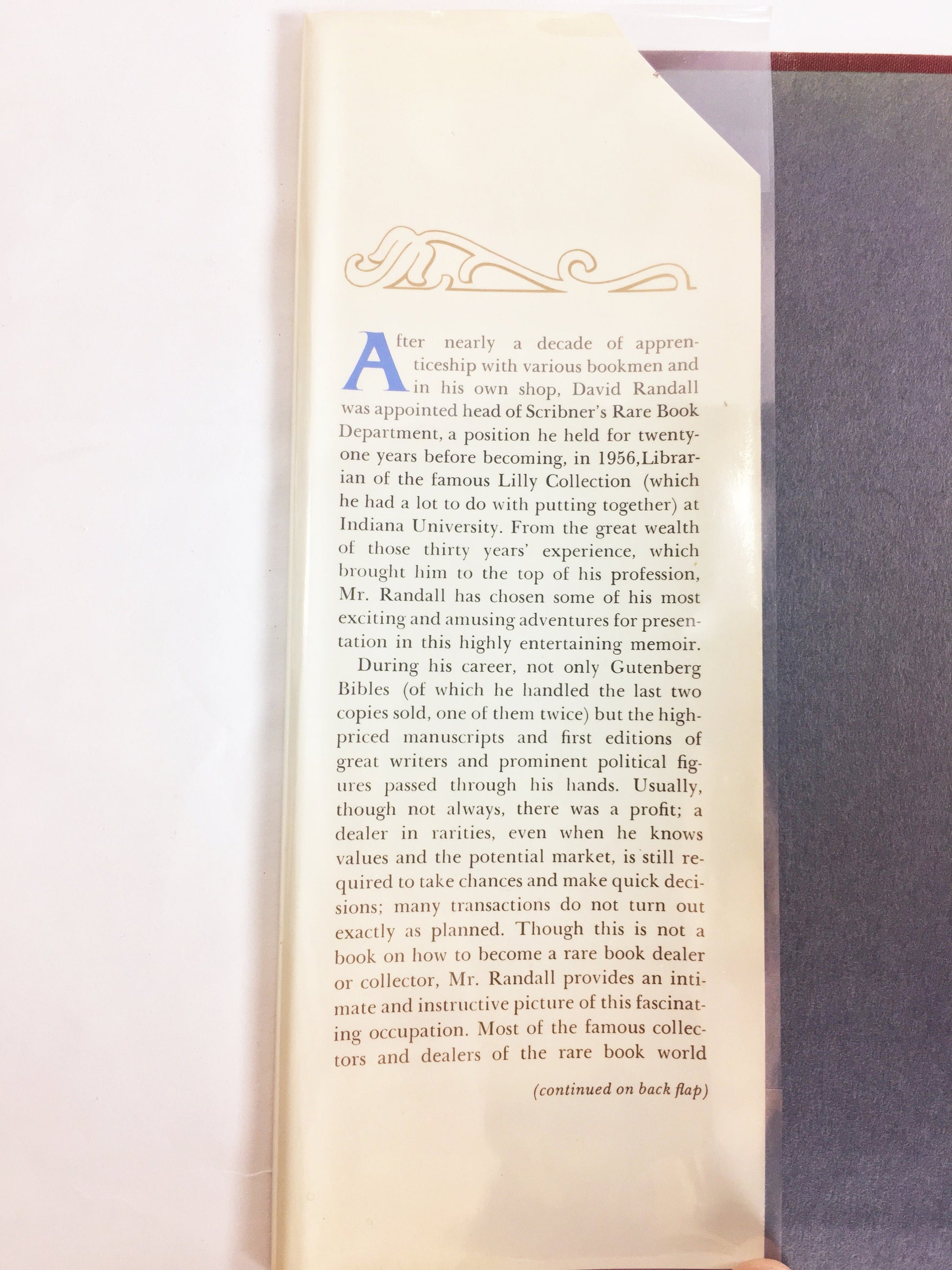 1961 Dukedom Large Enough Reminiscences of a Rare Book Dealer FIRST EDITION vintage book by David Randall. Perfect Book Collector gift.