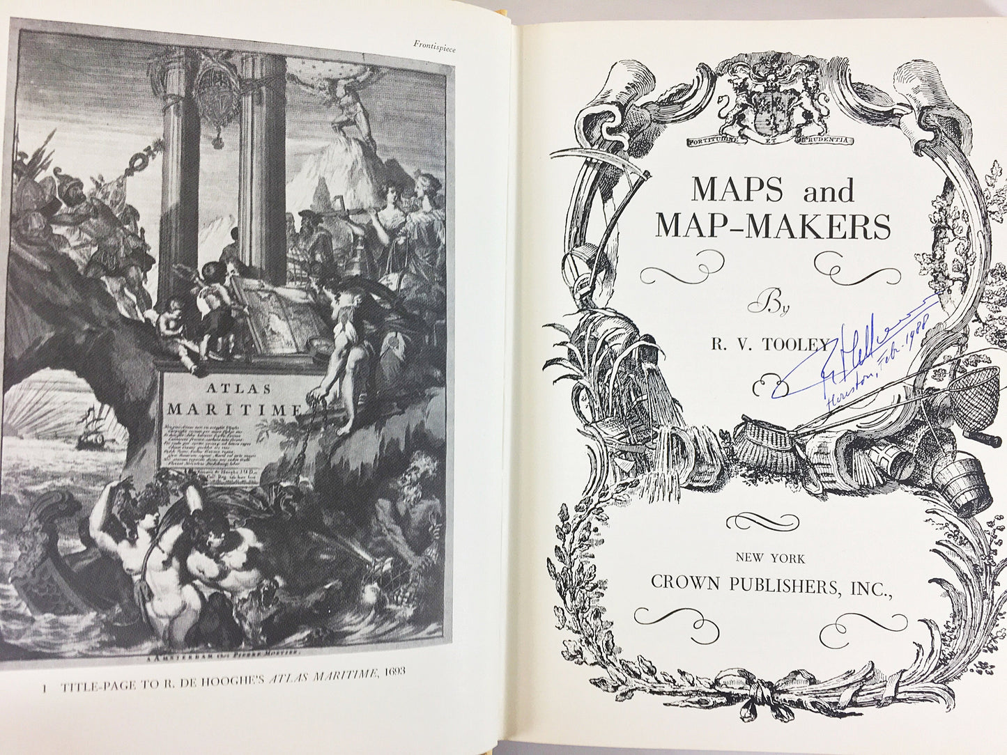 SIGNED Maps and Map-Makers by RV Tooley. Magnificently illustrated study of map-makers and their work. 104 black & white and color plates