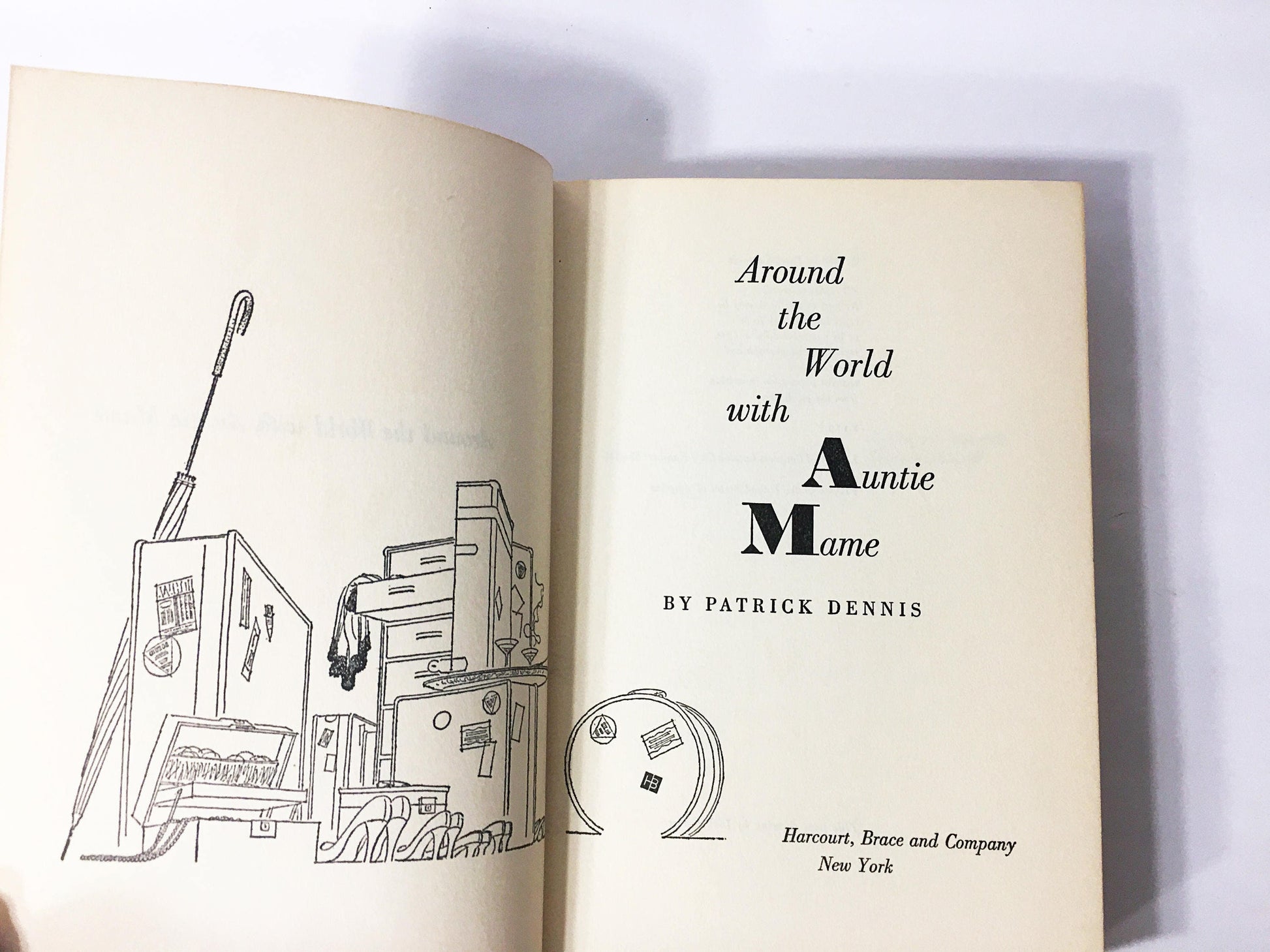 Around the World with Auntie Mame. FIRST EDITION book circa 1958. Irreverent Escapade. Patrick Dennis. Vintage book. Rosalind Russell