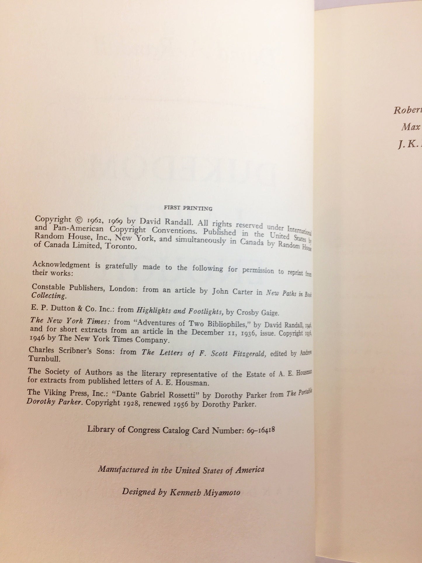 1961 Dukedom Large Enough Reminiscences of a Rare Book Dealer FIRST EDITION vintage book by David Randall. Perfect Book Collector gift.