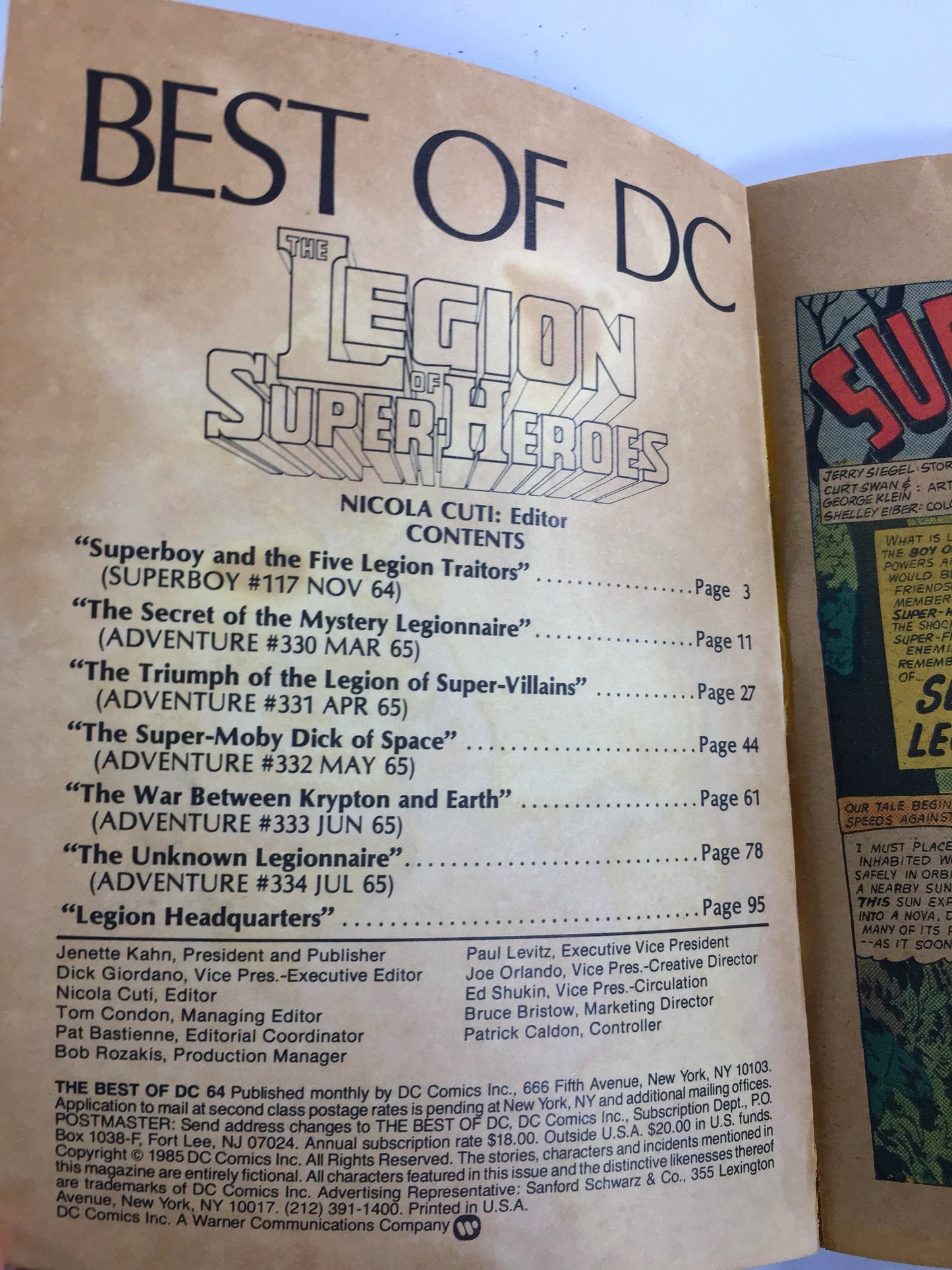 DC Blue Ribbon Digest Legion Of Super-Heroes #64 featuring Superboy, the Moby Dick of Space! Vintage comic book circa 1985 GenX