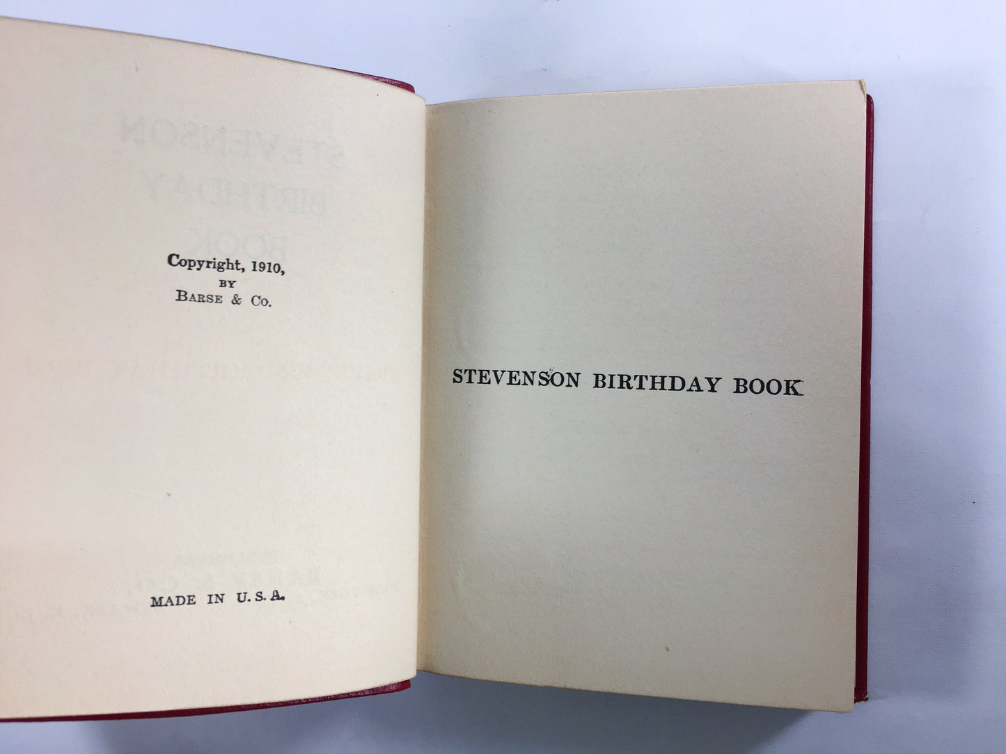 1904 small red antique Robert Louis Stevenson Birthday Book by Barse & Hopkins NY Gorgeous MINT vintage calendar gift. Quotes Quotations