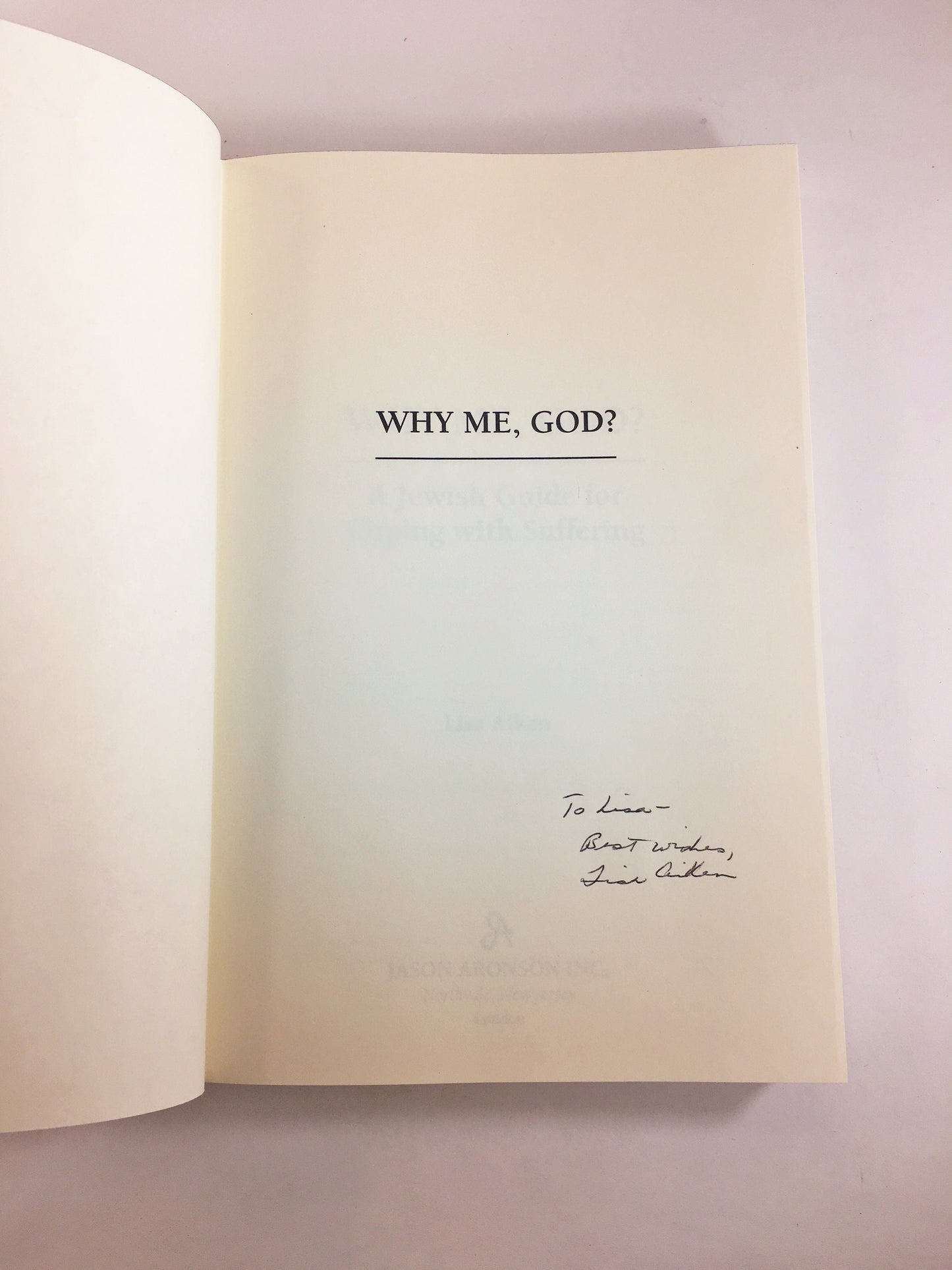 SIGNED Why Me, God by Aiken. Vintage FIRST Edition book, Jewish Guide for Coping With Suffering. Mourning Grief Loss Death gift.