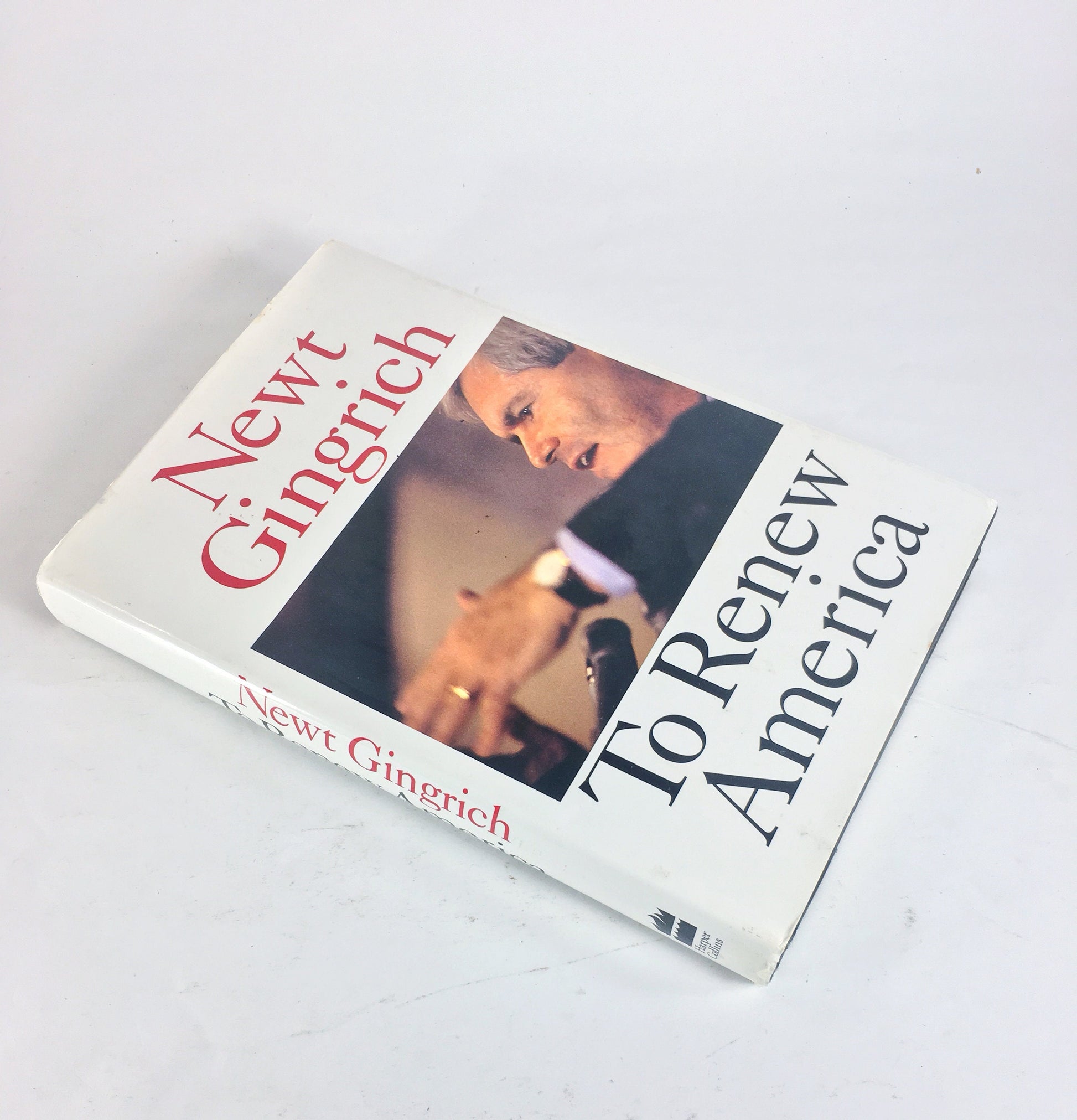 Newt Gingrich Biography. First Edition vintage book circa 1995. To Renew America. Book lover gift. White book decor. Republican